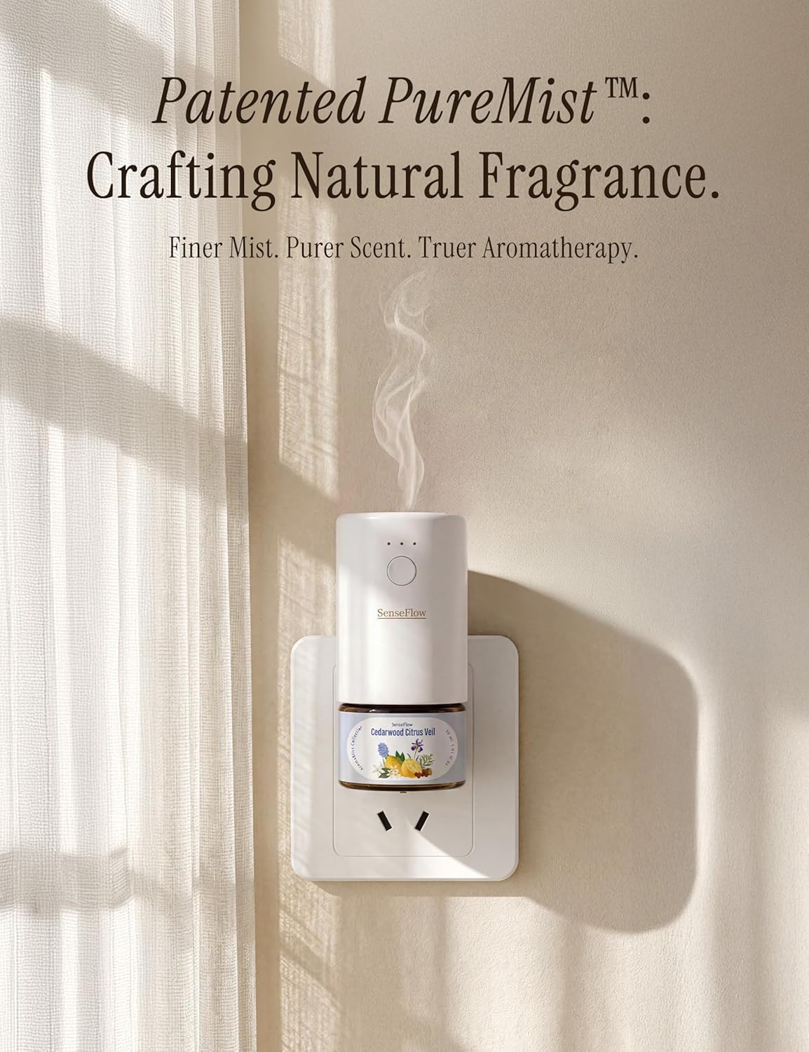 SF101S Pro Smart Plug in Air Freshener for Home, Waterless Essential Oil Diffuser, Aromatherapy Home Diffuser, 120-Day Natural Aroma Mist – Free 30ml White Tea (Espresso Brown)