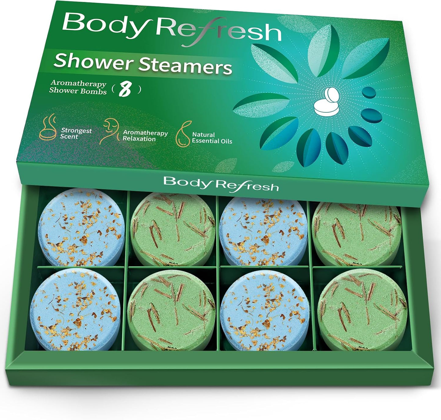 Shower Steamers Aromatherapy-8 Pack Shower Bombs with Essential Oils, Mothers Day Gifts for Mom Wife, Birthday Gifts for Women Self Care Relaxation Home SPA Teacher Appreciation Gift (Green)