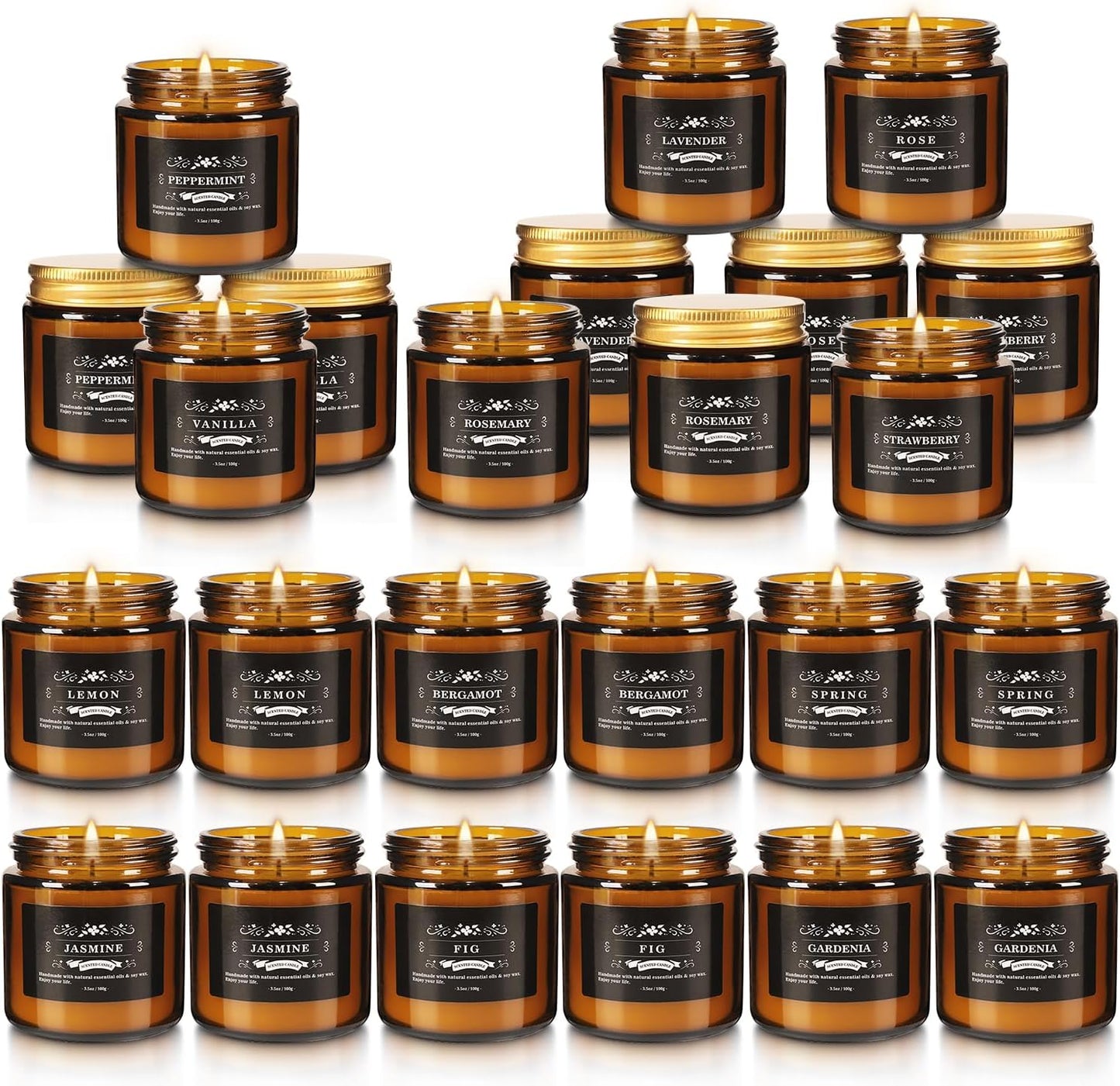 24 Packs Scented Candles for Home, 3.05oz，Soy Wax Aromatherapy Candles with 12 Fragrances, Smokeless Natural Essential Oil Candles for Relaxation, Gifts, Parties, Yoga,Home Decor