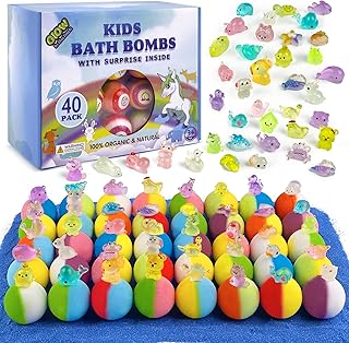 Bath Bombs for Kids with Toys Inside - 40 Pack Surprise Organic Natural Bath Bombs (Dino/Unicorn/Marine) for Boys & Girls, Perfect Christmas or Birthday Gift Set, Fun Toddler Toys for Children's Gifts