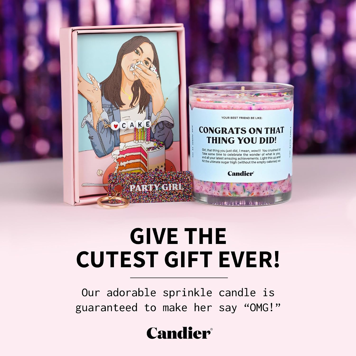 Congrats Scented Candle, Natural Soy Candle with Strawberry Jam & Vanilla Cake Notes, Aromatherapy for Relaxation, Unique Candles Gifts for Women, 60-Hour Burn Time - Candier by Ryan Porter