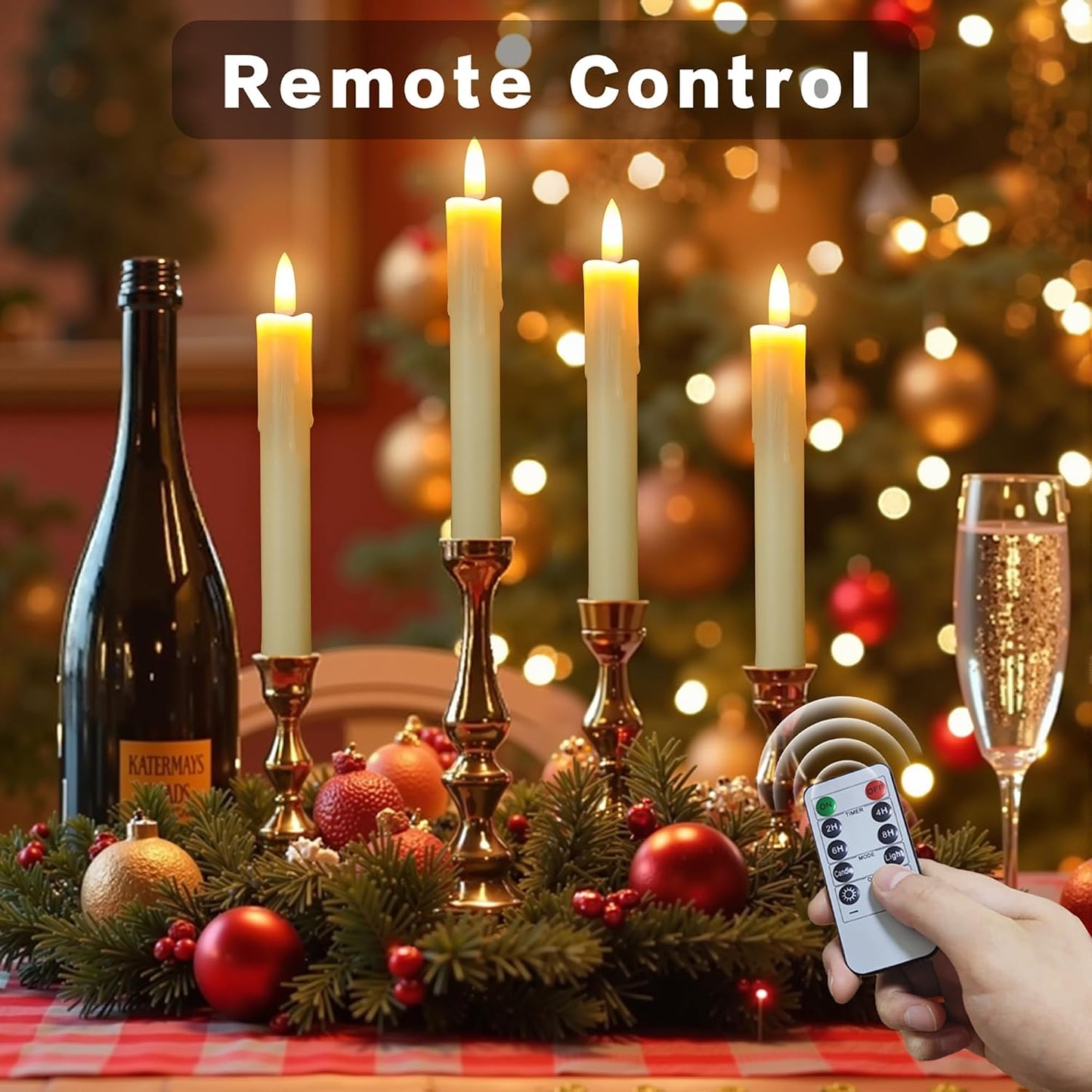 Flameless Taper Candles with Remote, 6.7 Inch Short Taper Candles Battery Operated with Flickering 3D Flame, led candles Safe for Wedding Home Christmas Poultry house lights Decor Ivory Set of 6