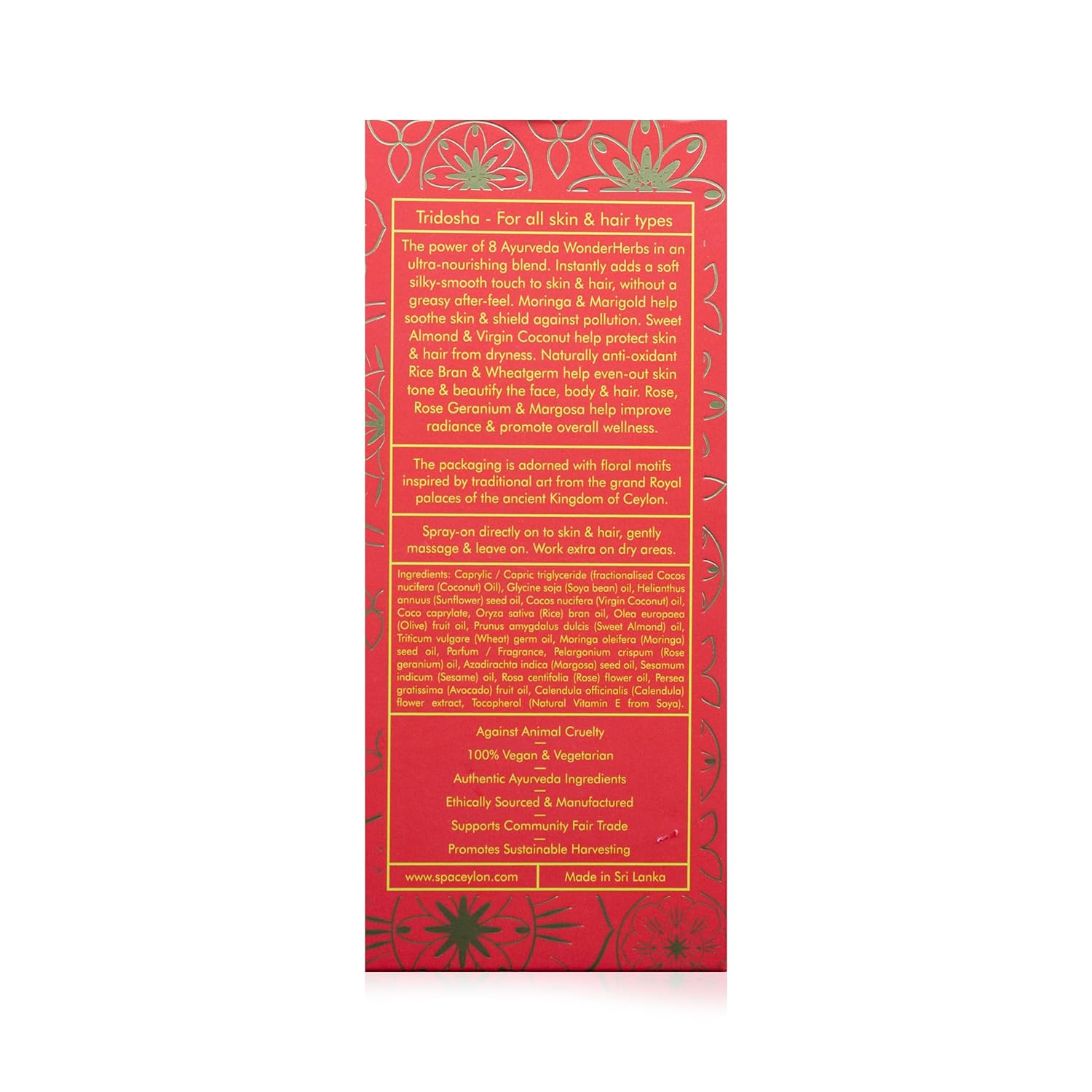 SPA CEYLON Wonder Oil Island Rose, Luxurious Moisturizing Body Oil with Ayurvedic Herbs for Skin & Hair, Non-Greasy Organic Formula, Vegan & Paraben-Free, 100 ml