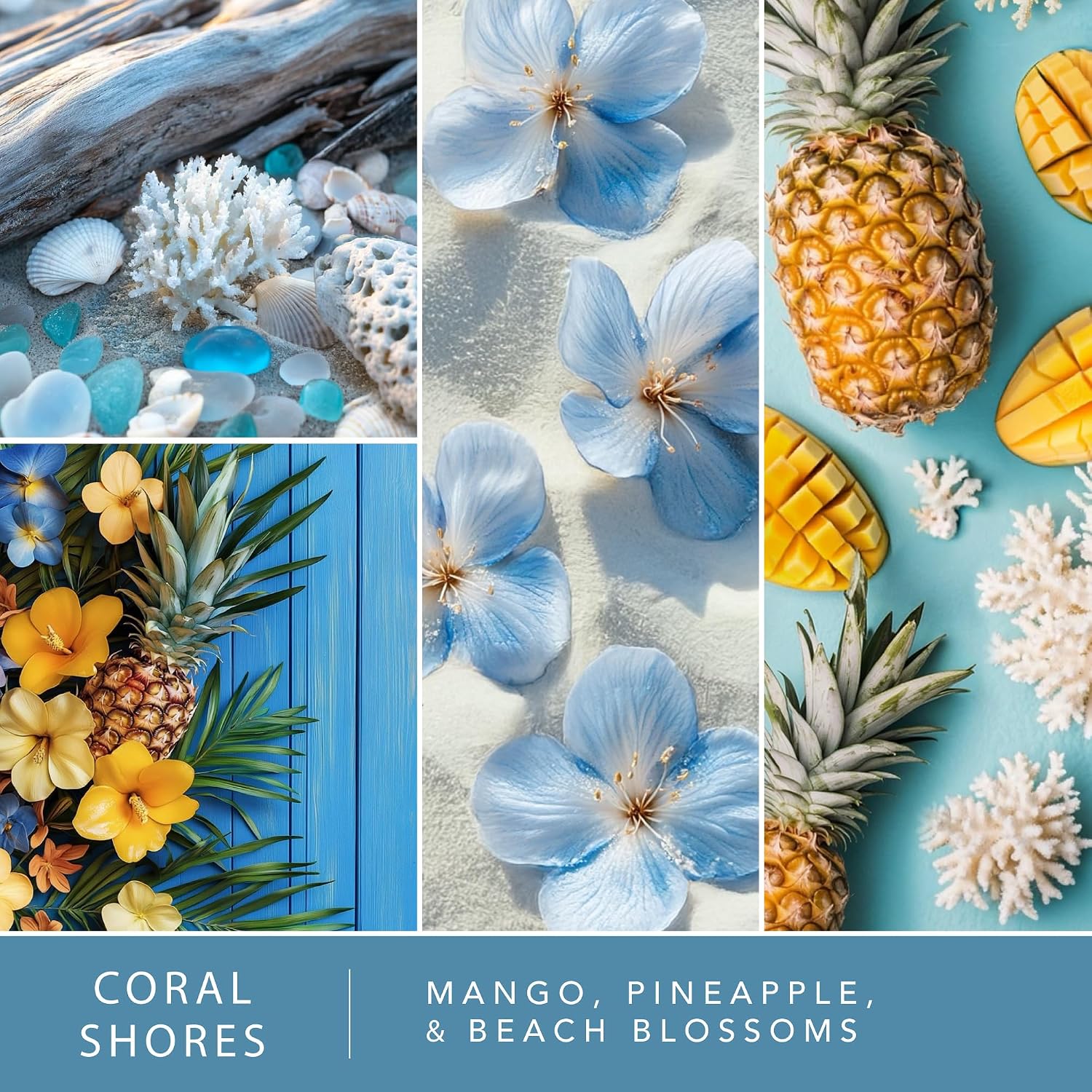 ScentSationals Coral Shores Scented Wax Melts - Mango, Pineapple, & Beach Blossoms, 10oz (24 Cubes)