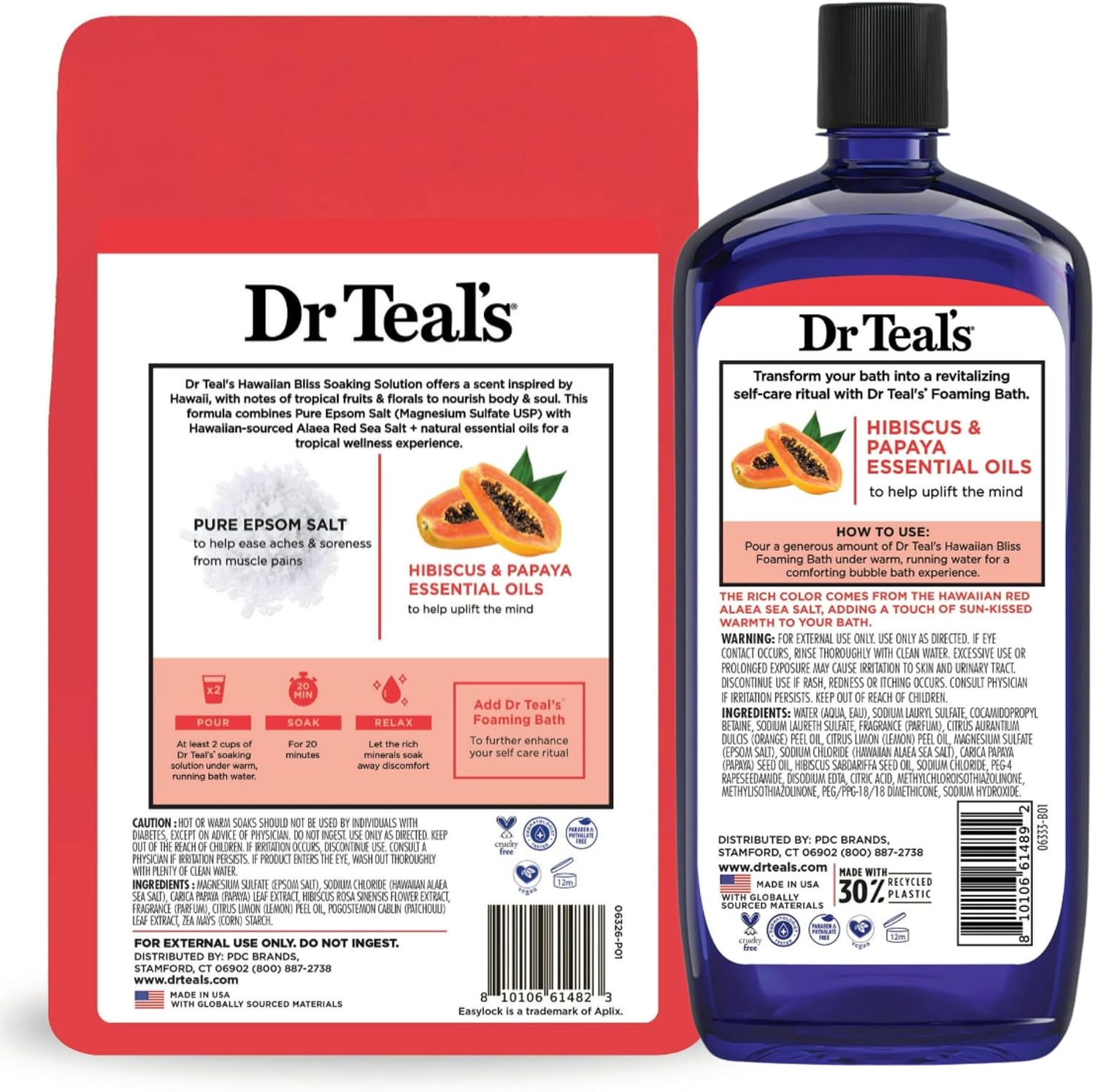 Dr Teal's Hawaiian Bliss Pure Epsom Salt Soak and Foaming Bath (Hawaiian Bliss)