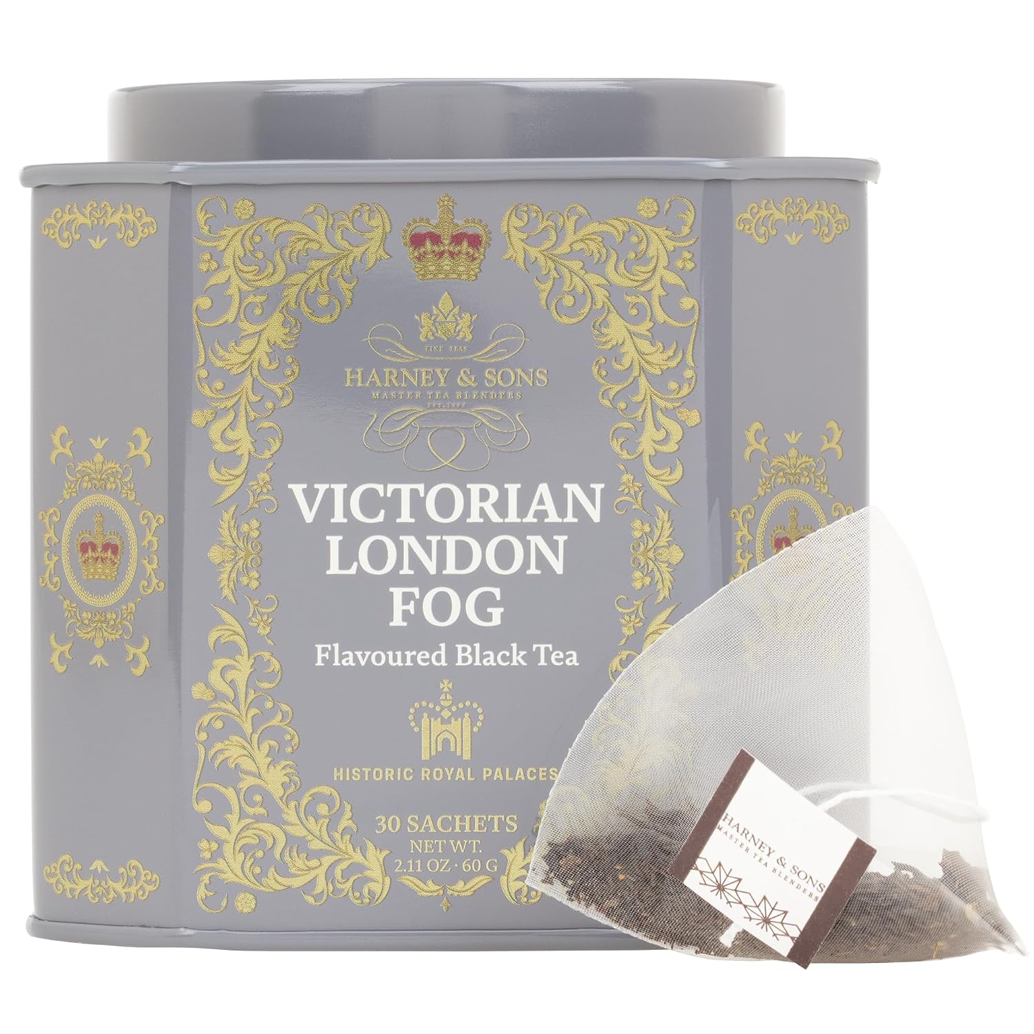 Harney & Sons Victorian London Fog Tea, Black & Oolong Tea with Vanilla, Citrus & Lavender, 30 Sachets