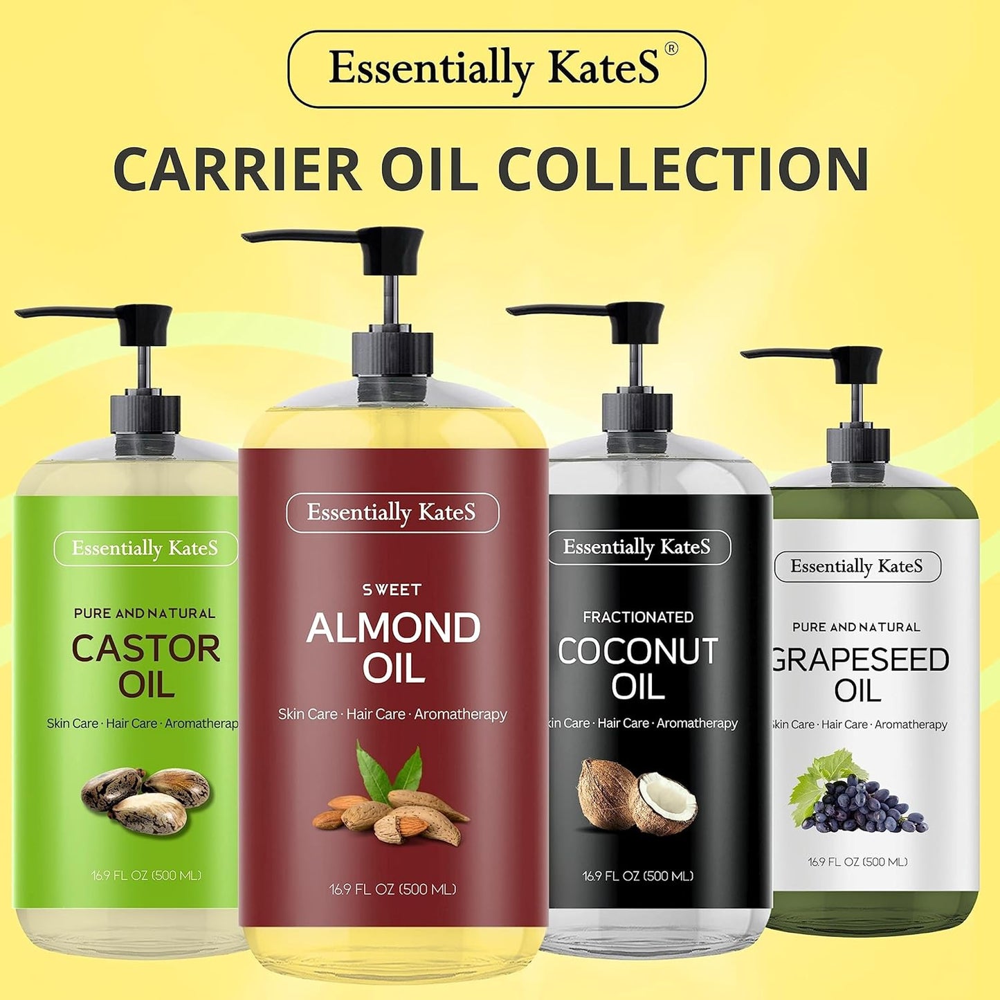 Essentially KateS Sweet Almond Oil 16.9 fl oz - 100% Pure and Natural and Cold Pressed