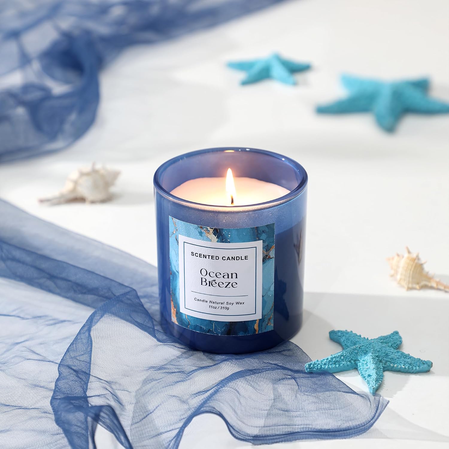Ocean Breeze Candle,Summer Scented Candle,Natural Soy Wax Candles for Home Scented,Candle Gift for Women Men,11 oz