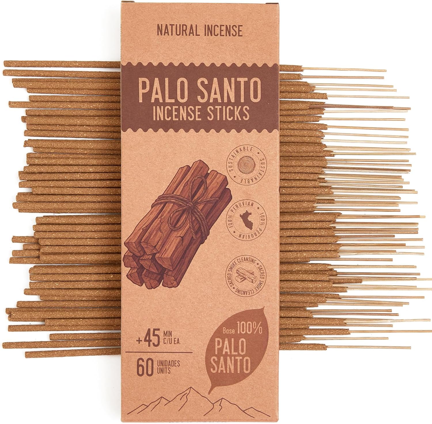 Palo Santo Incense Sticks - Total 60 Insence-Sticks - Natural Scent for Meditation & Space Cleansing