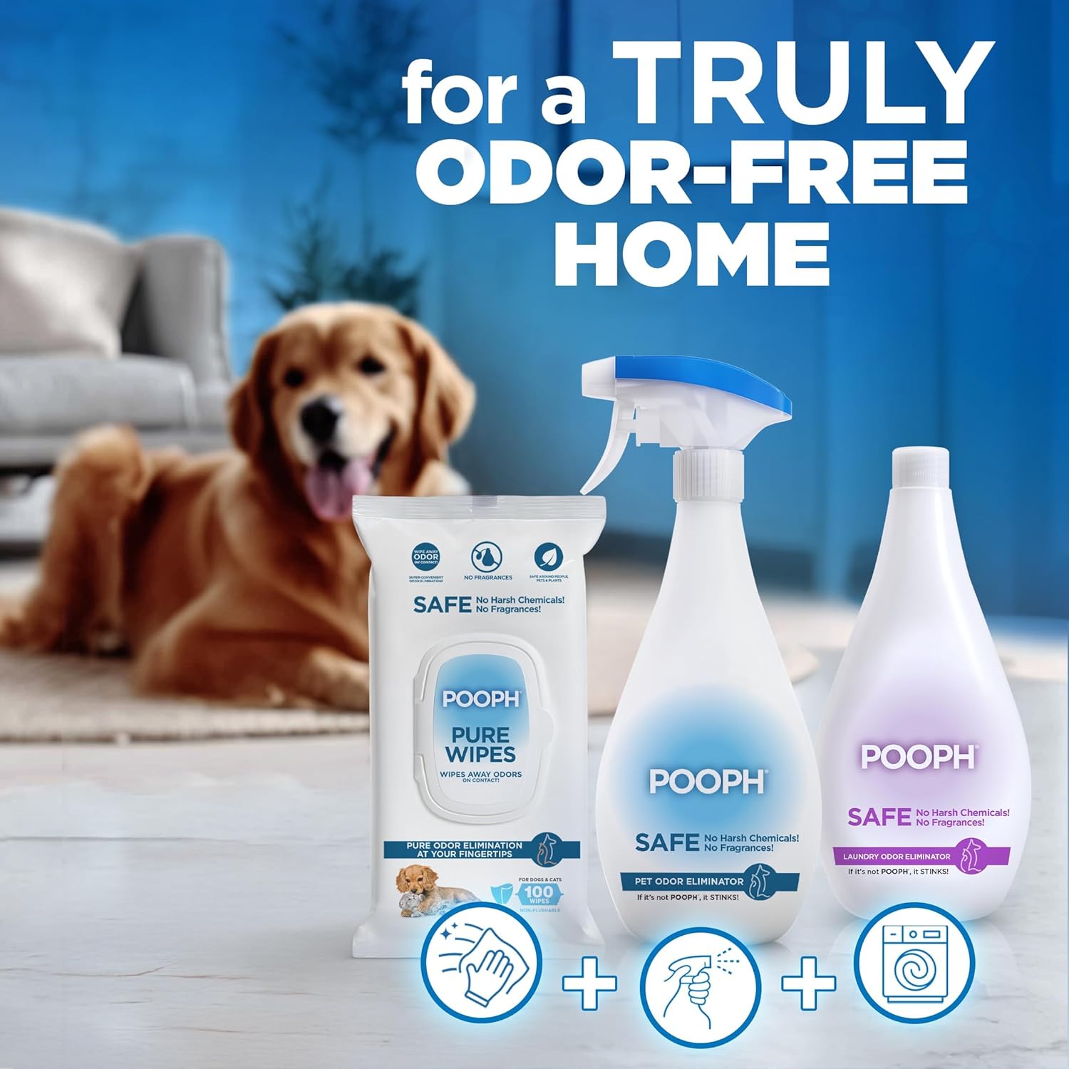 Pooph Pet Odor Eliminator, 32oz - Eliminates Odors at the Molecular Level, Dogs, Cats, Freshener, Eliminator, Urine, Poop, Pee, Deodorizer, Nature’s, Puppy, Fresh, Clean, Furniture, Potty