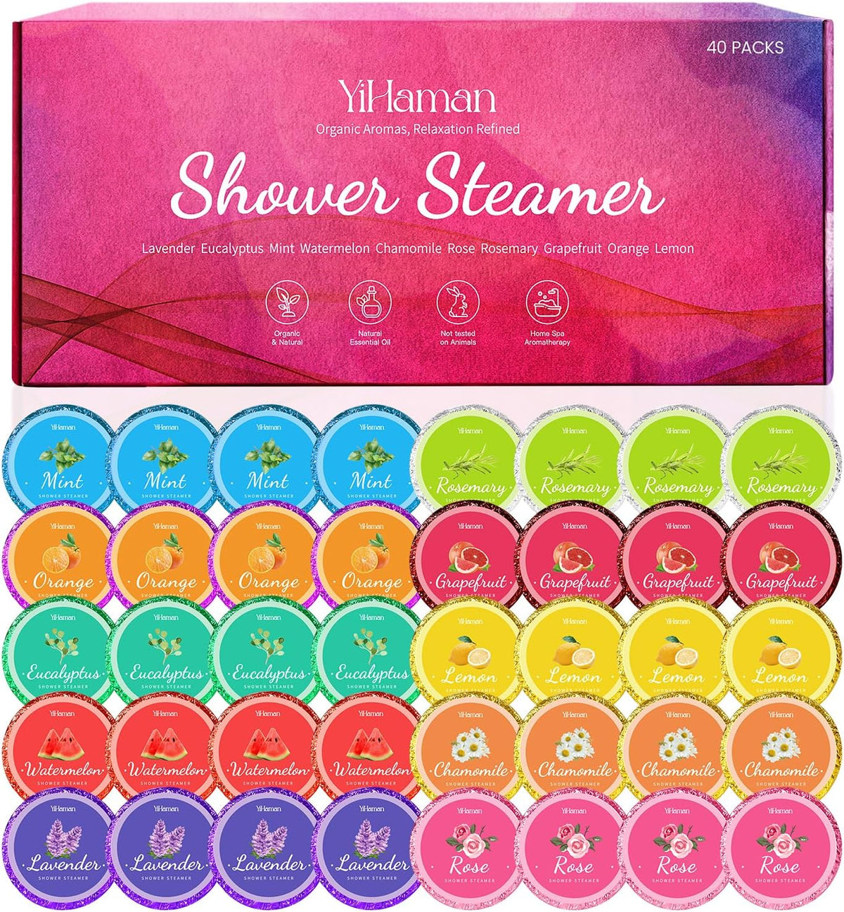 40PCS Shower Steamers Aromatherapy for Women or Men, 10 Scents Shower Bombs