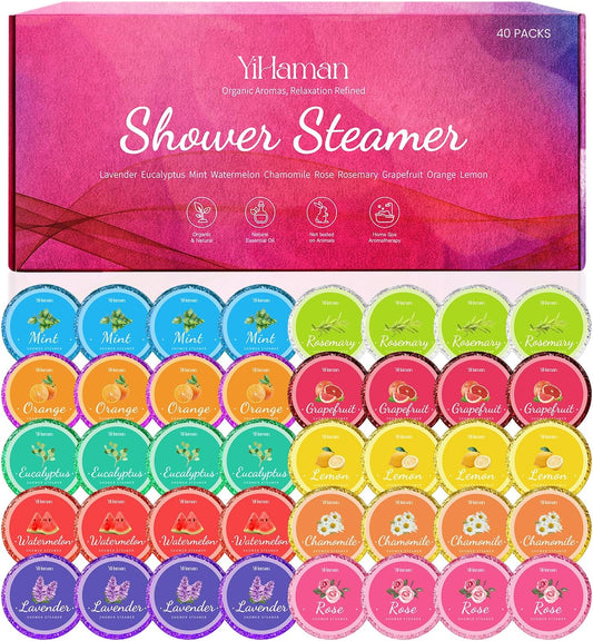 40PCS Shower Steamers Aromatherapy for Women or Men, 10 Scents Shower Bombs