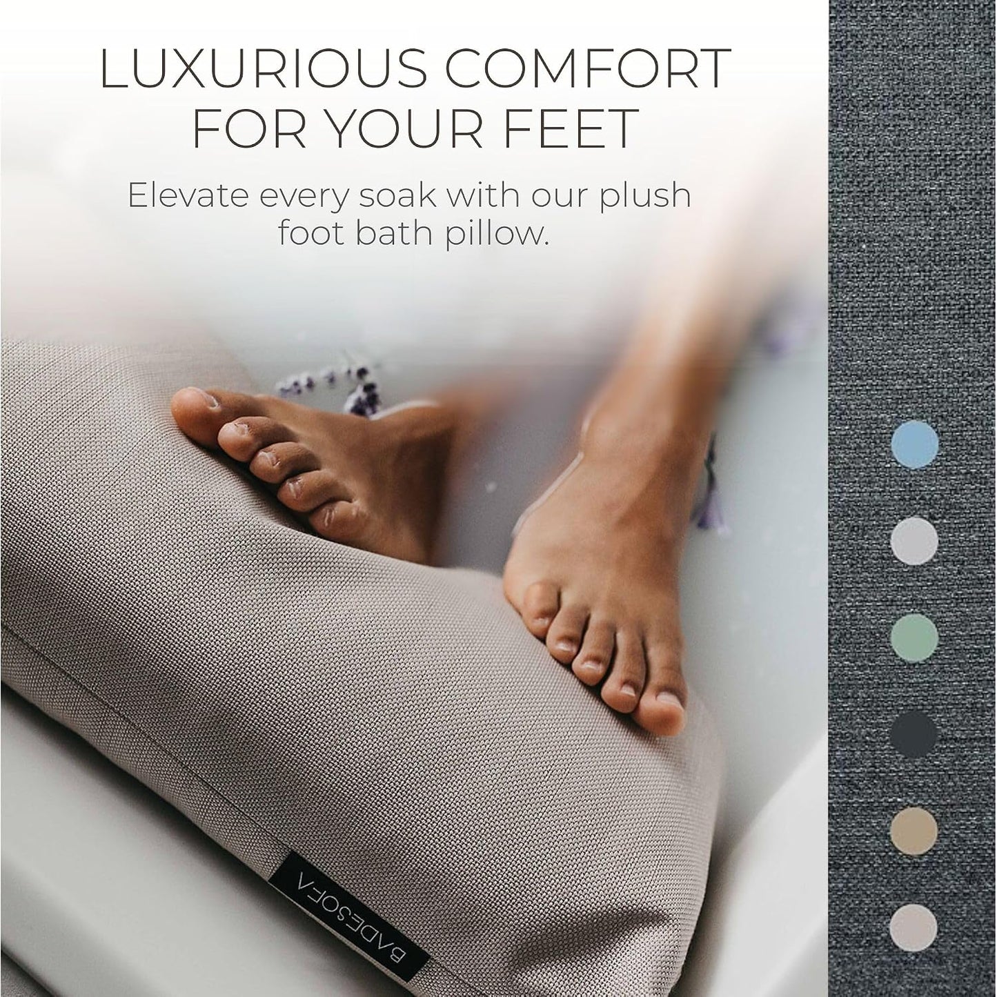 BADESOFA® Luxury Bath Tub Pillow for Feet | Premium-Quality Materials | Comfortable & Quick-Drying | Washable Bath Cushion in Charcoal | Home Spa Accessories | Universal Fit for Any Bathtub