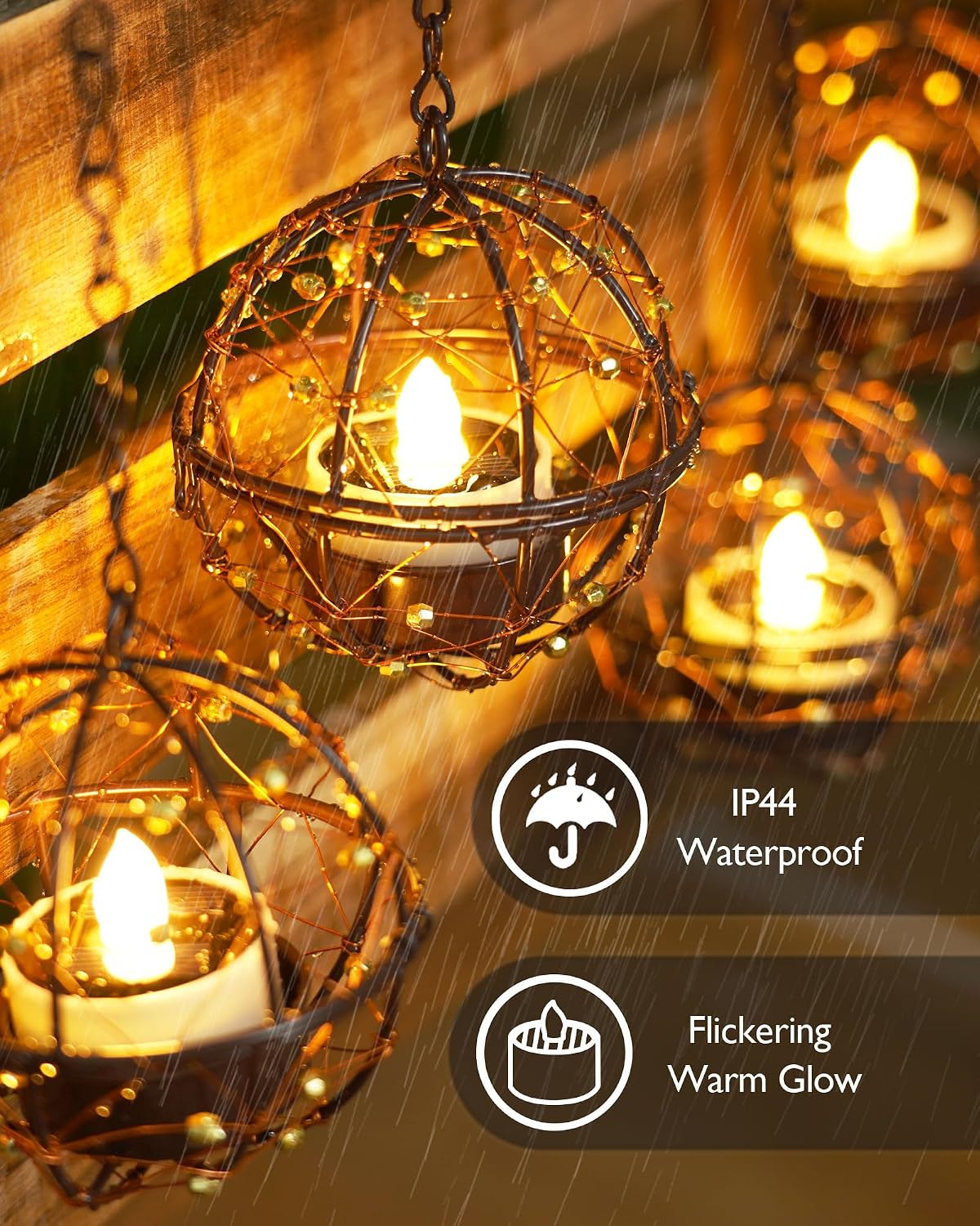 Homemory 16Pcs Solar Tea Lights Outdoor Waterproof, Rechargeable Dusk to Dawn Lighting, Flameless Flickering LED Votive Candles for Fairy Garden Decor, Patio Tables, Christmas Lanterns, Windows