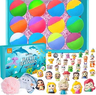 Bath Bombs for Kids: 12 Pcs Princess Bath Bombs with Toys Inside, Kids Bath Bomb Rich in Natural Essential Oils, Organic Bath Bomb Gift Set for Dry Skin Moisturize, Summer Party Favors for Girls