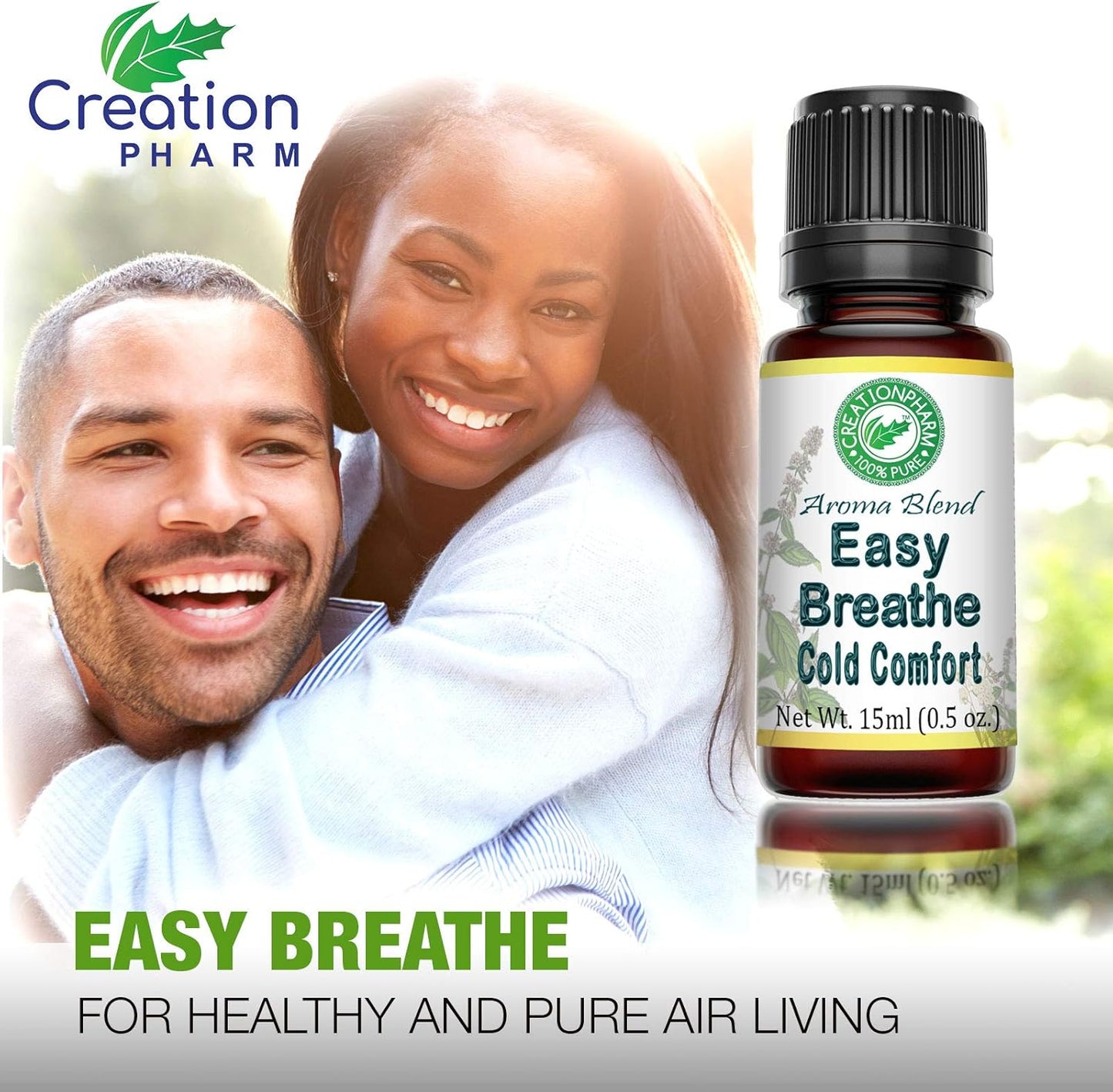 Easy Breathe Essential Oil Blend with Peppermint, Eucalyptus, Clary Sage, Rosemary, Cedar, Aromatherapy by Creation Pharm