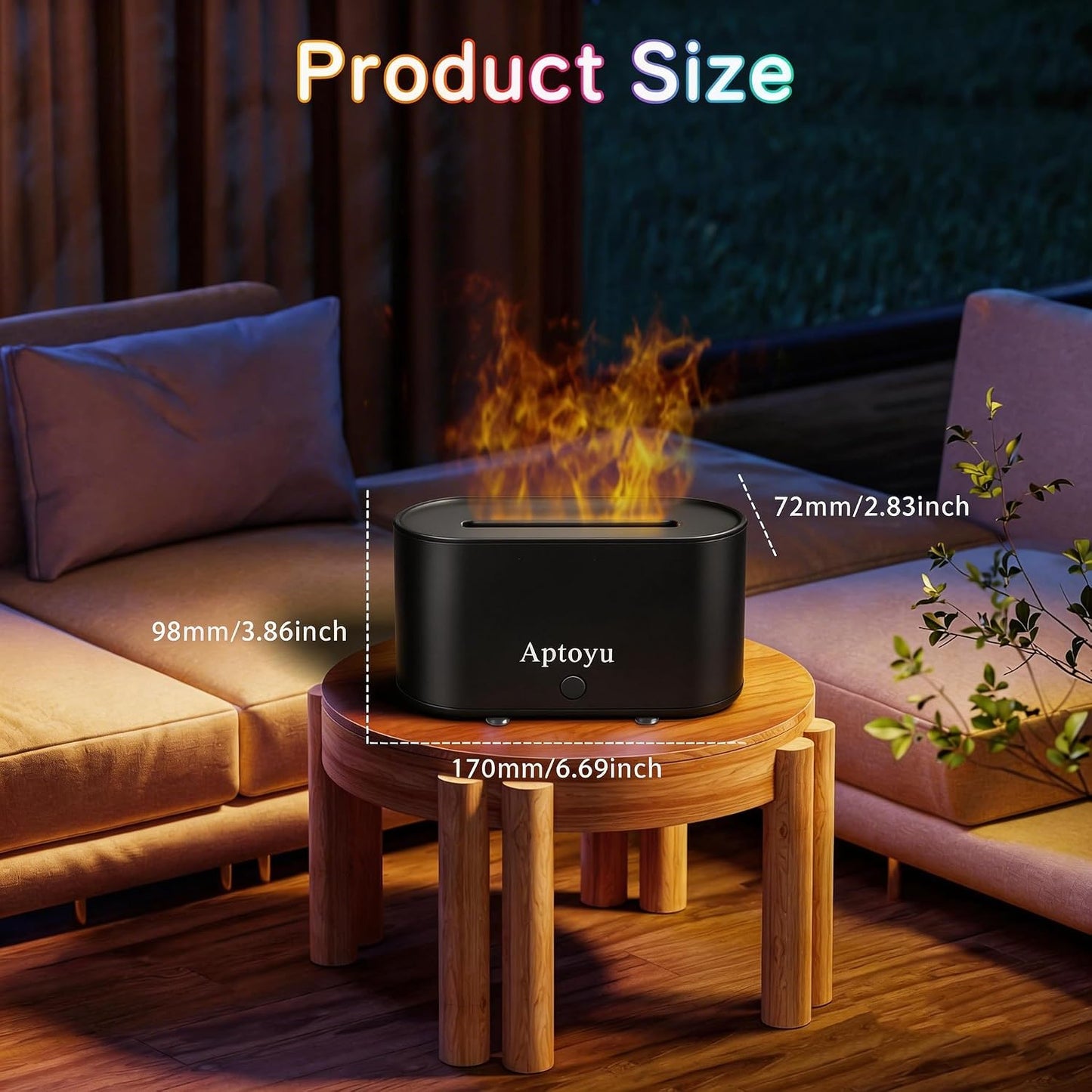Electric and Battery Operated Aromatherapy Units, Flame Diffuser for Essential Oils, 100ml Ultrasonic Aromatherapy Diffuser, Cool Mist Humidifier, Wireless, Black
