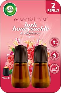 Air Wick Essential Mist Refill, 2 ct, Lush Honeysuckle & Raspberry, Essential Oils Diffuser, Air Freshener
