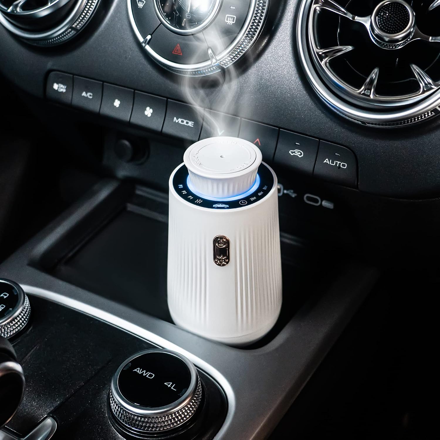 Car Air Freshener Spray Essential Oil Diffuser, Small Portable Rechargeable Aroma Diffuser, Mini Waterless Fragrance Diffuser for Car, Office Home Aromatherapy White