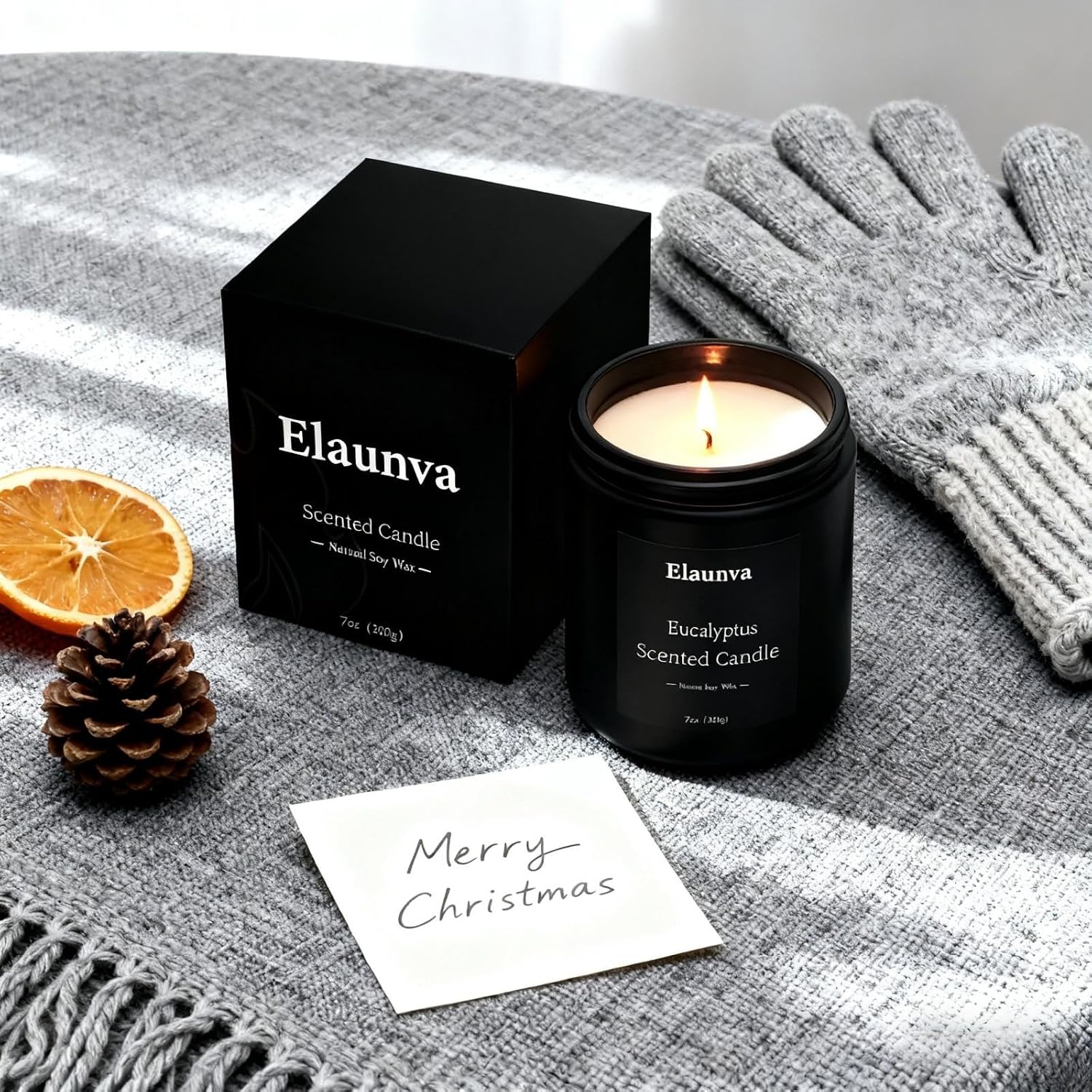 Eucalyptus Scented Candle 7oz (200g), Natural Soy Wax Aromatherapy, Spring Fresh Home Scent, Stress Relief, Spring Easter Home Decor Gift for Men and Women