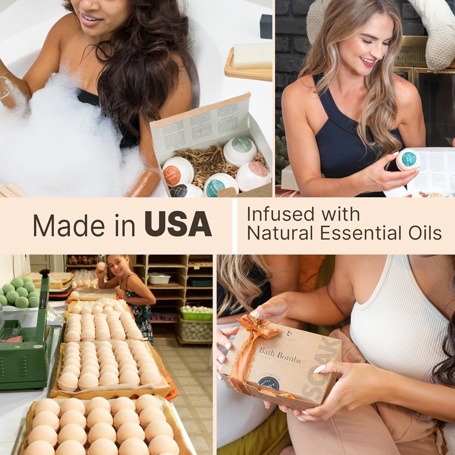 Bath Bombs Gift Set - USA Made with Organic & Natural Ingredients, Relaxing Spa Gifts for Women & Men