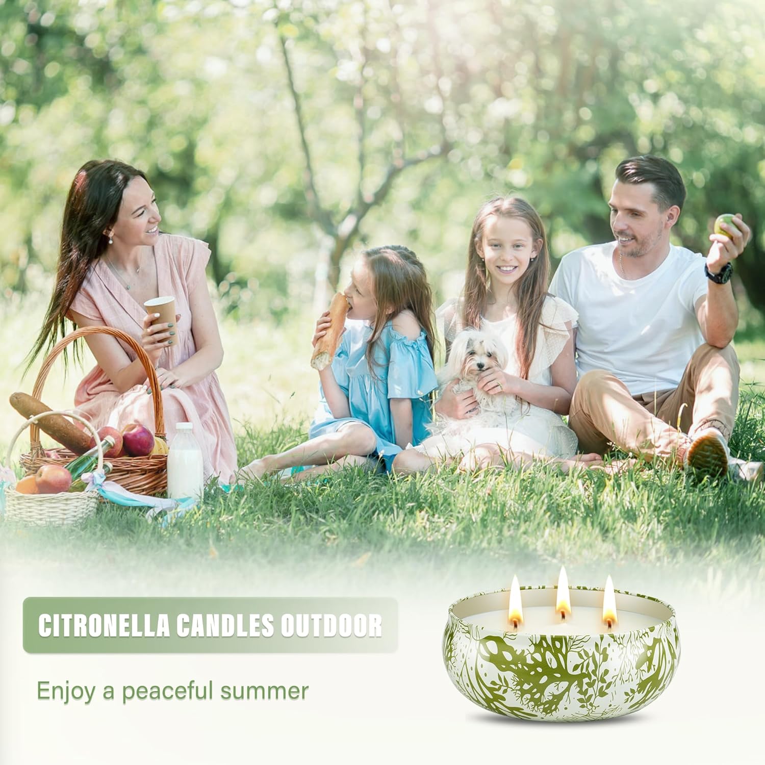 3 x 12oz Citronella Candle Outdoor 3 Wick Soy Wax Citronella Candle Set Jar Candle Up to 240hrs Burning Outdoor Candles Home Garden Yard Balcony Summer Camping