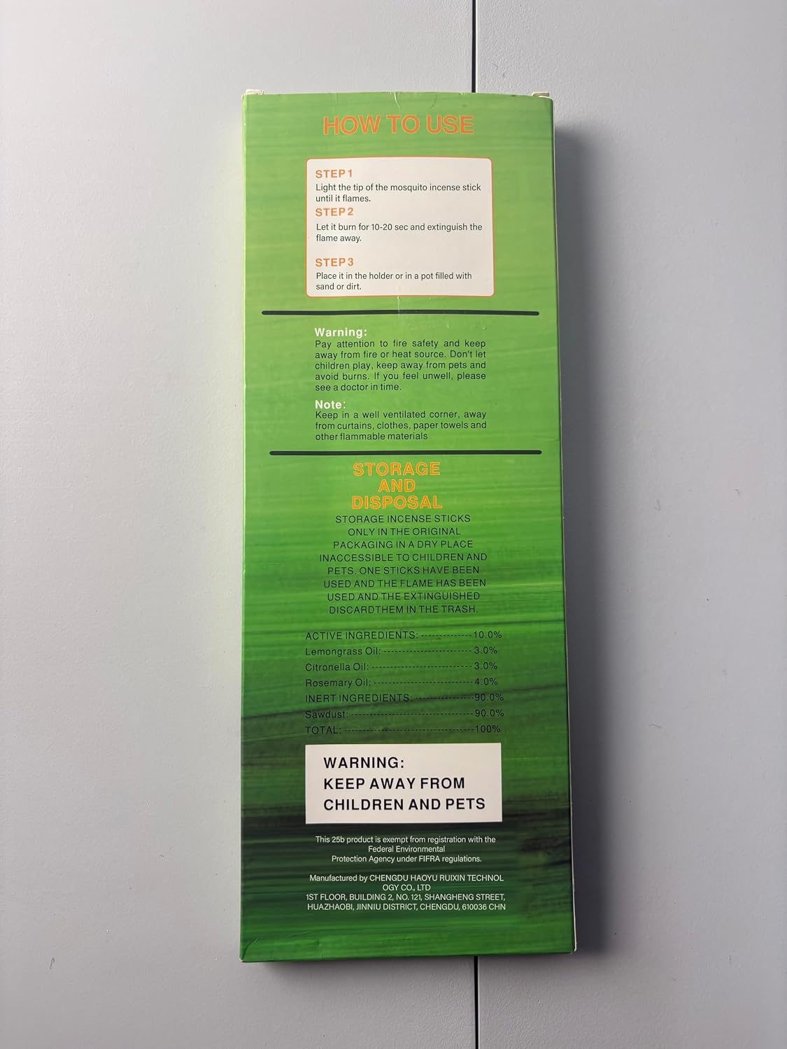 120 Pcs Mosquito Repellent Outdoor Patio, Mosquito Incense Sticks Natural Citronella Oil Plant-Based Bug Repellent for Camping Fishing Backyard Travel