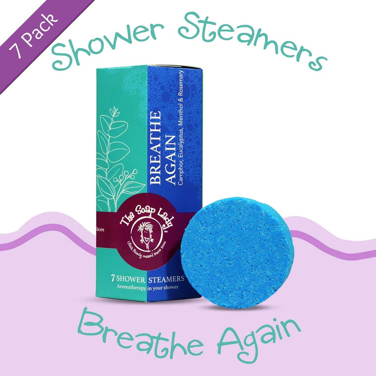 The Soap Lady Shower Steamers - Breathe Again - Eucalyptus and Menthol - Qty 7