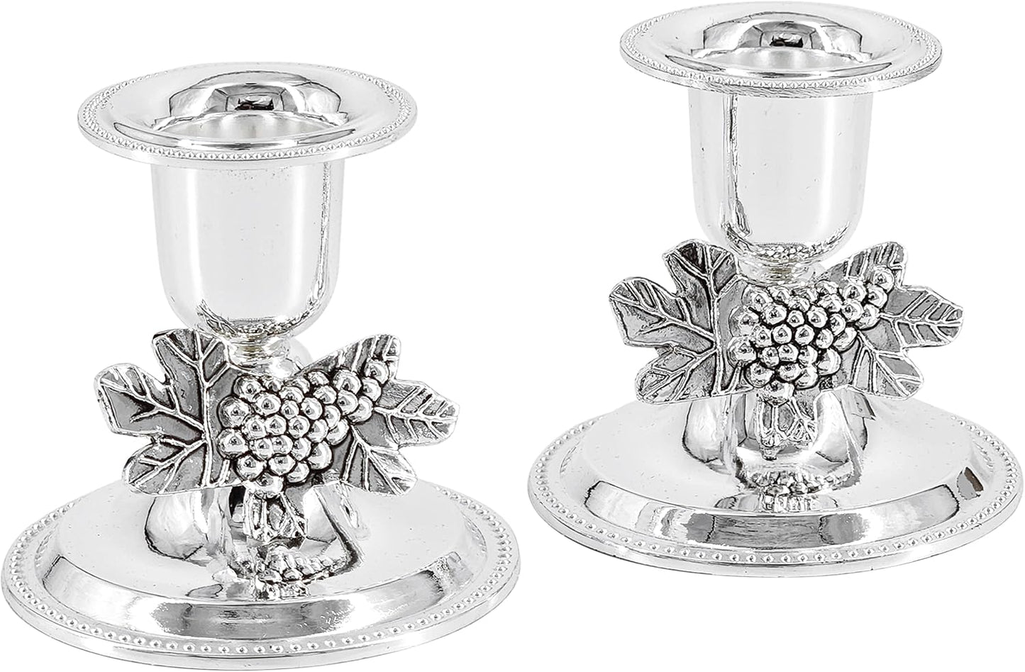 The Dreidel Company Shabbat Candlesticks Candle Holders Silver Plated, 2 Candlesticks Set (Single)