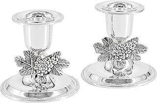 The Dreidel Company Shabbat Candlesticks Candle Holders Silver Plated, 2 Candlesticks Set (Single)