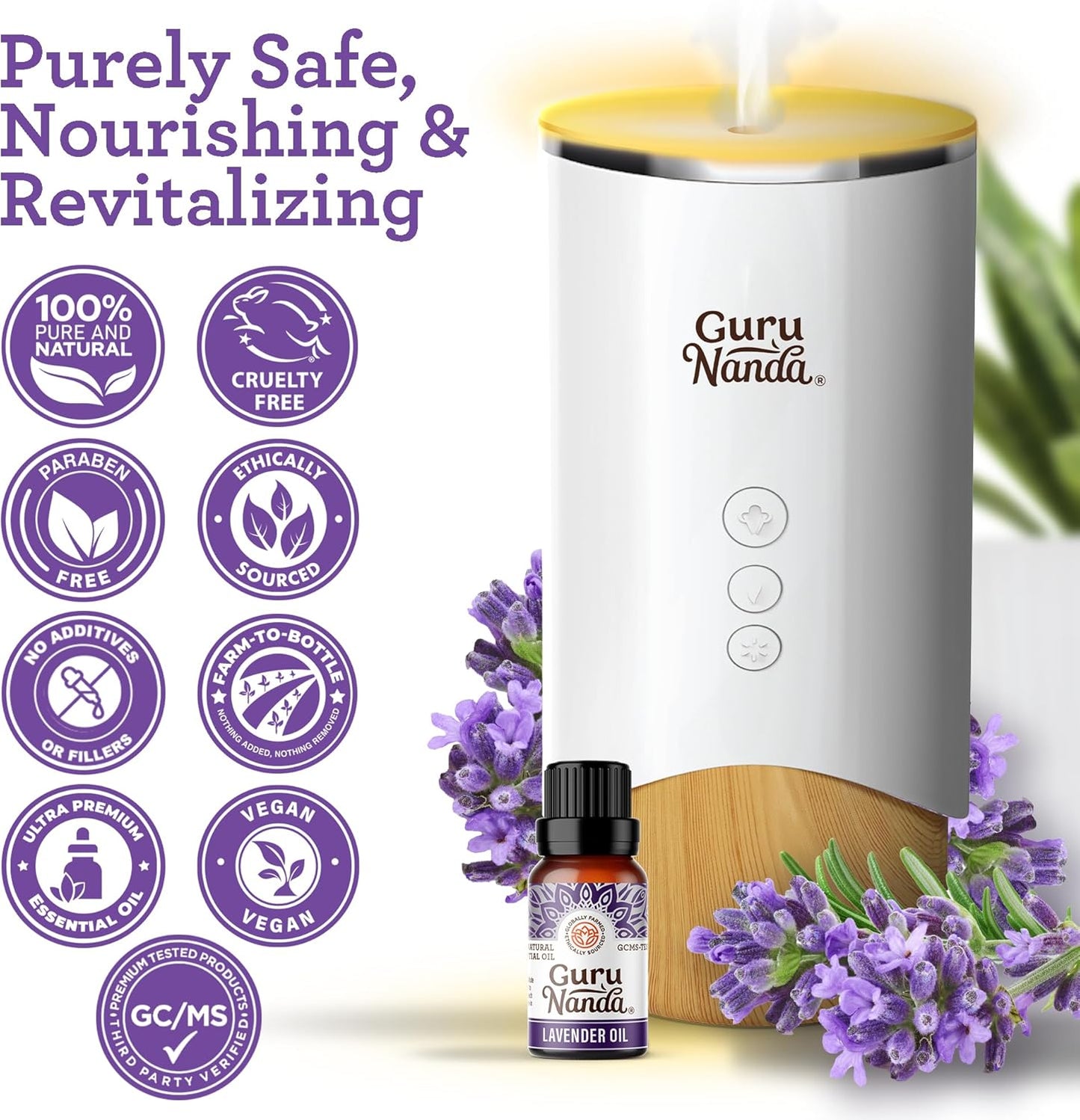 GuruNanda Lavender Essential Oil - 100% Pure, Natural and Undiluted Oil for Massage & DIY Recipes- Premium Diffuser Oil for Aromatherapy (Pack of 1-0.5 Fl Oz)