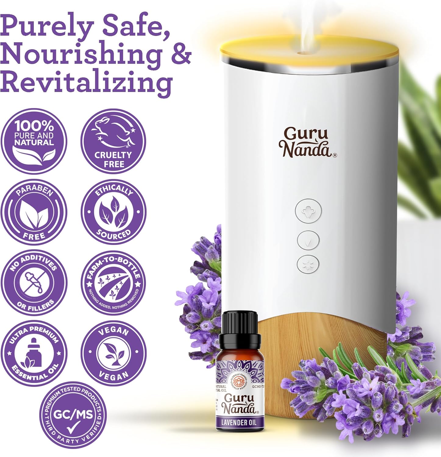 GuruNanda Lavender Essential Oil - 100% Pure, Natural and Undiluted Oil for Massage & DIY Recipes- Premium Diffuser Oil for Aromatherapy (Pack of 1-0.5 Fl Oz)