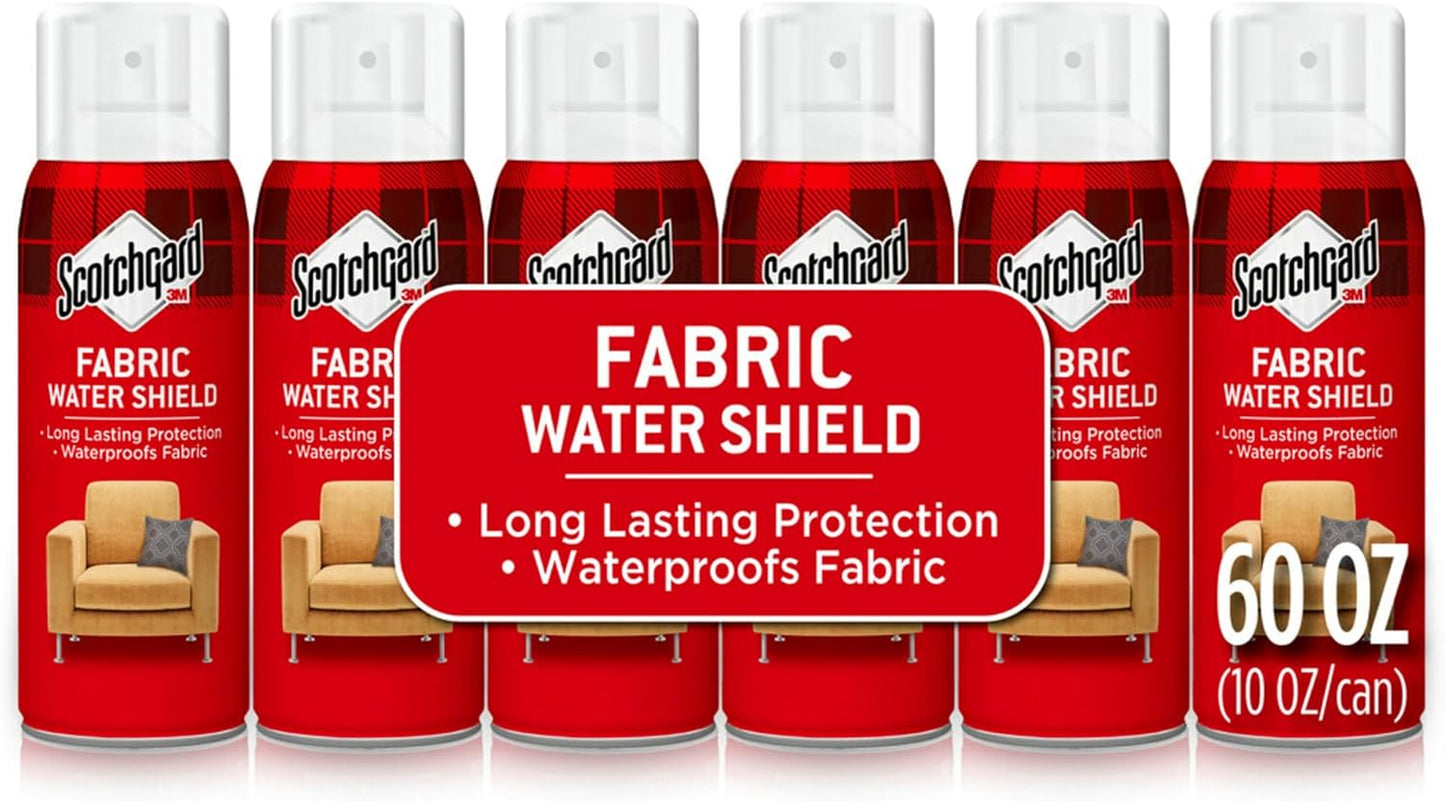 Scotchgard Fabric Water Shield, 60 Ounces (Six, 10 Ounce Cans), Repels Water, Ideal for Couches, Pillows, Furniture, Shoes and More, Long Lasting Protection