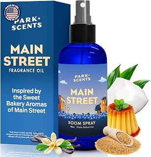 Park Scents Main Street Fragrance Room Spray – Theme Park Scented Air Freshener Spray with Caramelized Sugar, Coconut, Custard, Rum, Vanilla, Maple – Friend Birthday Gifts for Women (4oz)