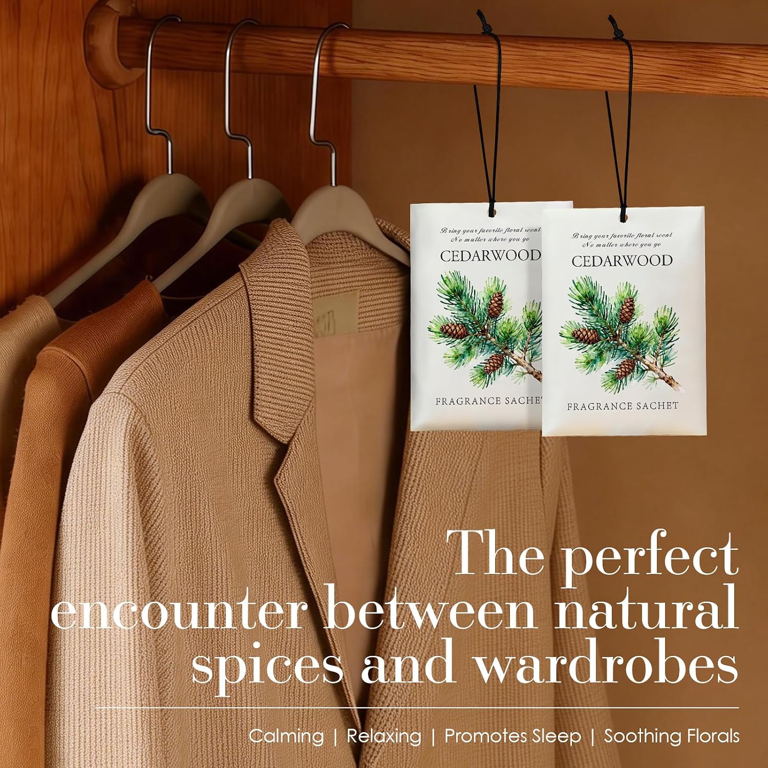 Cedarwood Scented Sachet Bags - 12 Pack Drawer & Closet Freshener, Long Lasting Odor Eliminator for Wardrobes, Cars & Storage, Home Fragrance Air Freshener Sachets