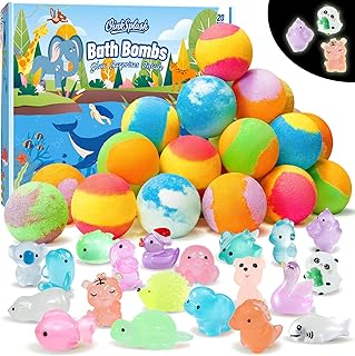 Bath Bombs for Kids with Surprise Inside, 20 Pack Handmade Bath Bomb Gift Set with Glow-in-the-Dark Toys, Fizzy Bath Balls for Fun, Great Christmas Gift or 2025 Advent Calendar for Boys & Girls