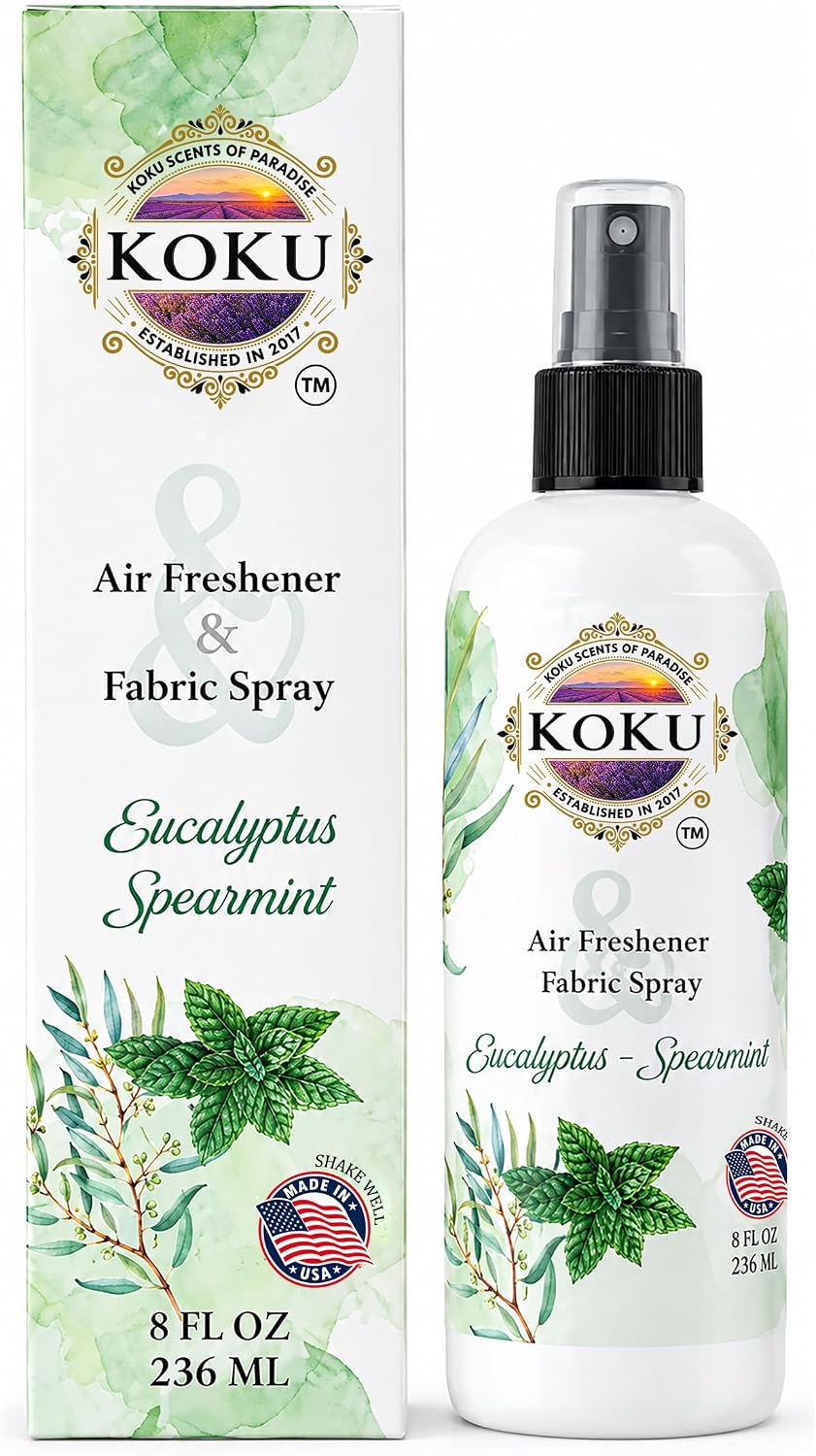 Eucalyptus Spearmint Air Freshener - Room Spray - Odor Eliminator - Deodorizer - Car Air Freshener - Home Spray - Linen Spray - Fabric Refresher - Non-Toxic - Alcohol Free - Made in USA (4 Oz)