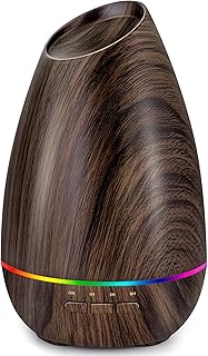 InnoGear Essential Oil Diffusers, 400ml Aromatherapy Diffuser for Essential Oils Cool Mist Humidifier with 4 Timer Adjustable Mist Waterless Auto-Off for Home Office Bedroom, Brown Wood Grain