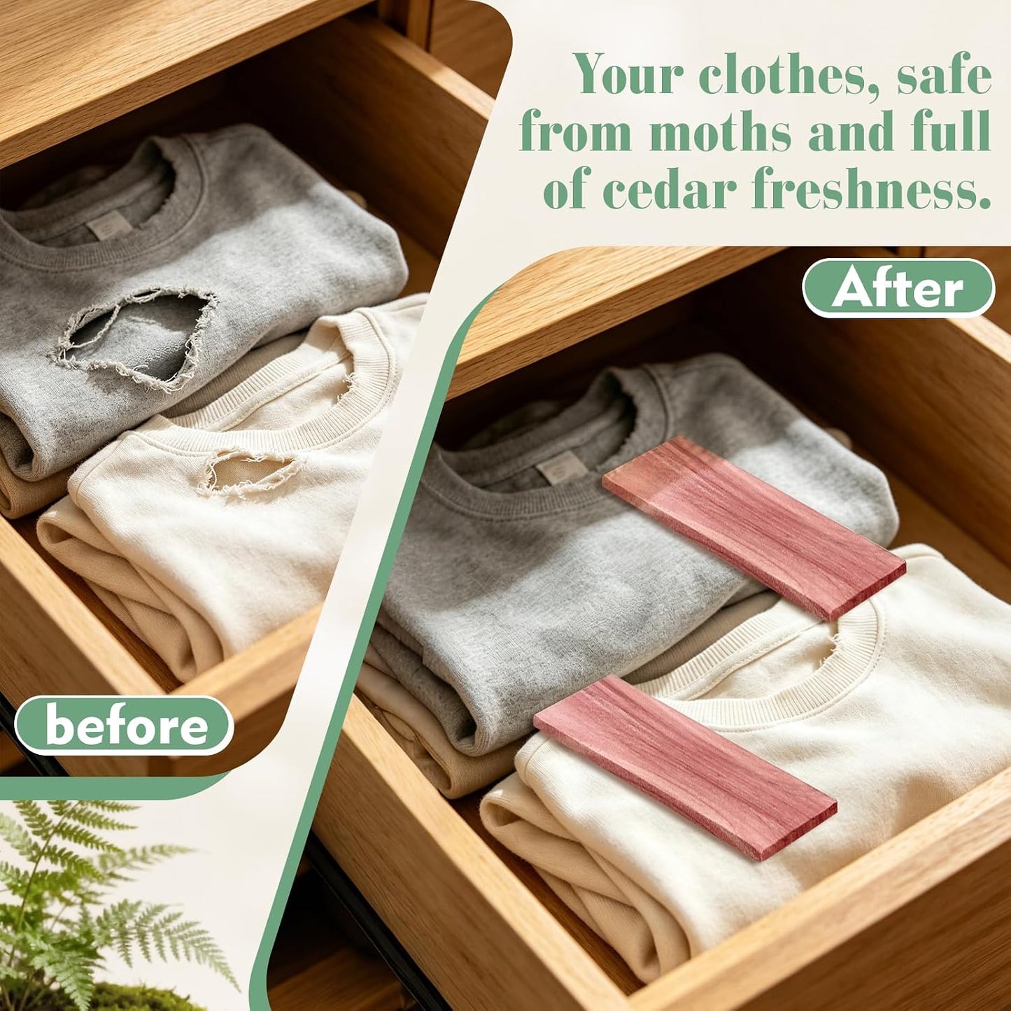 ESRICH Cedar Blocks for Clothes Storage, 60 Pack 100% Natura Cedars Wood for Closets,Cedars Planks with Sandpaper,Cedar Chips for Closets and Drawers