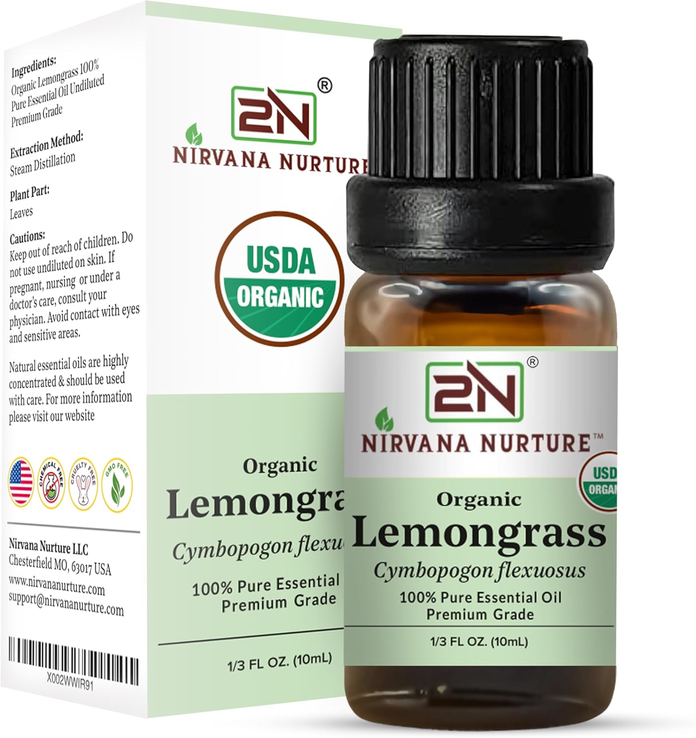Lemongrass Essential Oil, USDA Certified Organic, 100% Pure Undiluted, Aromatherapy Oil for Diffuser, Hair & Skin Care