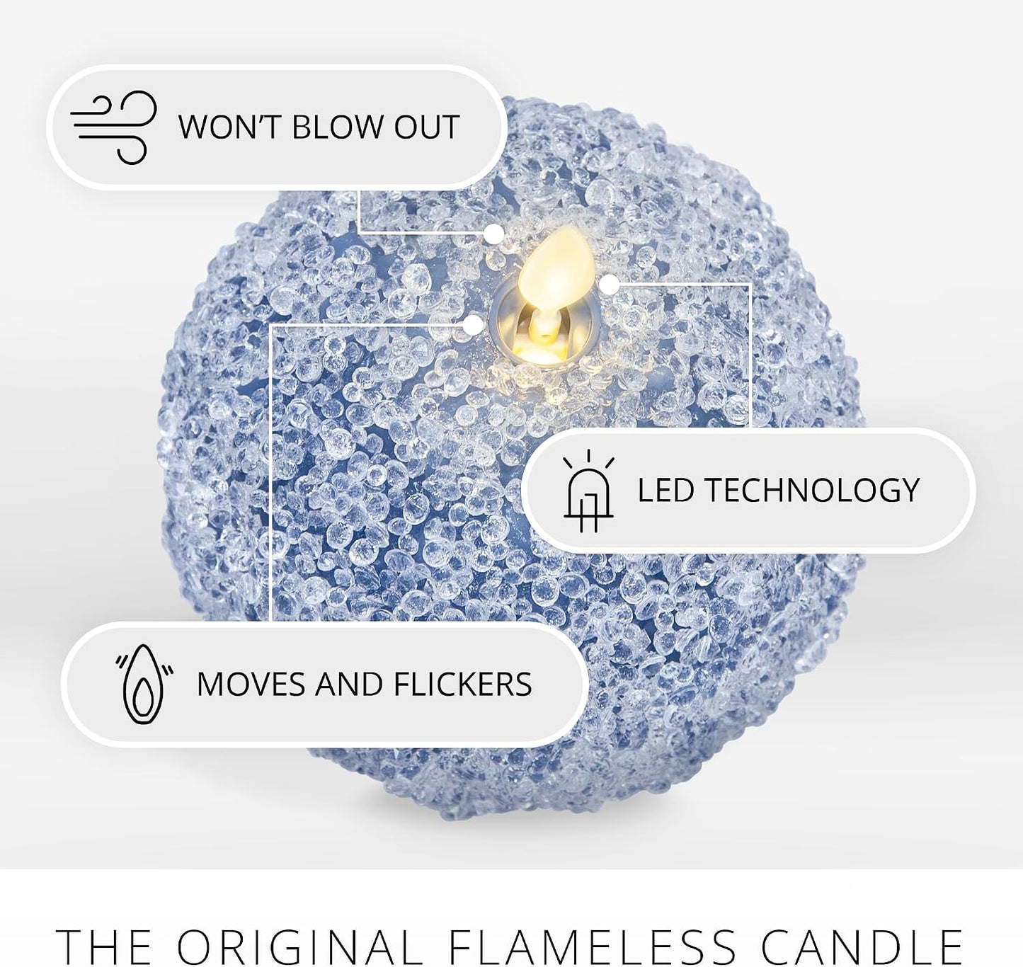 Luminara - Flameless Holiday Crystal Beads Glitter Sphere Candle - Spring Lake - Pack of 1-4x4.25 - Auto Timer Built-in 5-Hour Timer Indoor Use