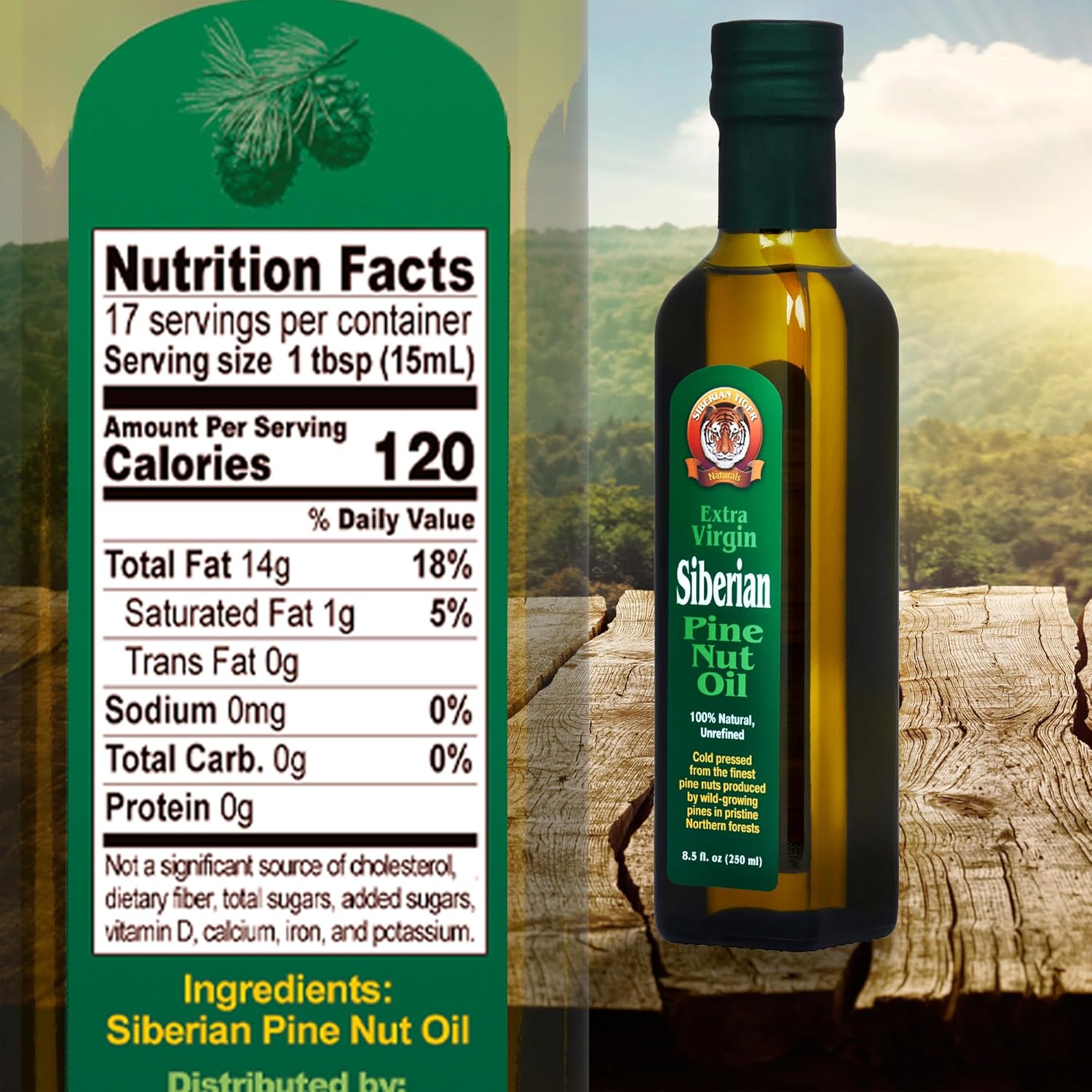 Extra Virgin Siberian Pine Nut Oil, 8.5 oz. Bottle - Premium Quality, Unrefined, 100% Natural - Supports Healthy Digestion and Overall Wellness