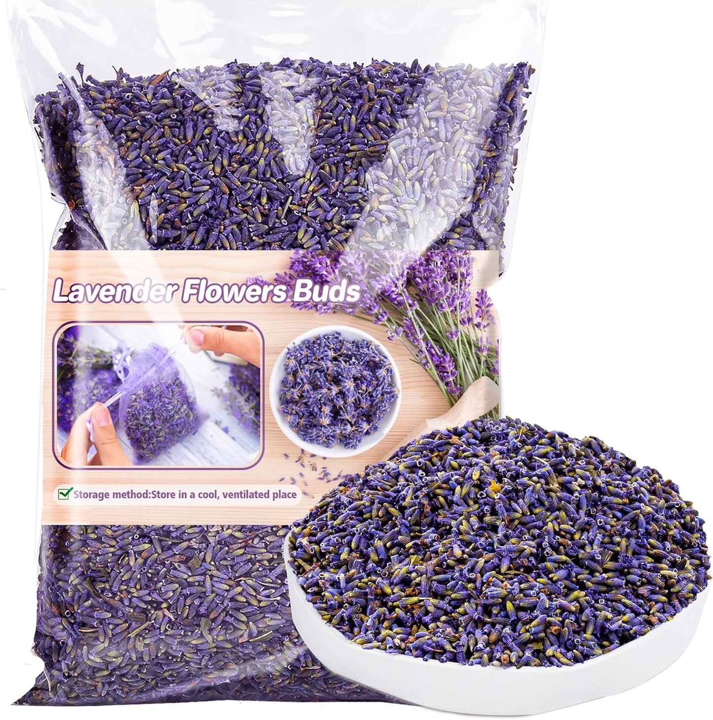 Sukh 3OZ Dried Lavender Flowers - Lavender Buds Sachets Bags for Drawers Closets Fresh Scents Lavenders Sachet Bags Dried Flowers for Patry Birthday Bridal Shower Organic Bulk