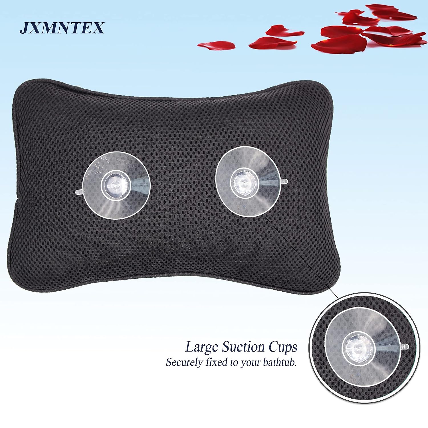 Bathtub Bath Pillow - Spa Pillow with Headrest Cushion - Hot Tub Pillow - Neck and Head Rest Support for Bath or Shower - Bath Stuff Accessories(New Black)