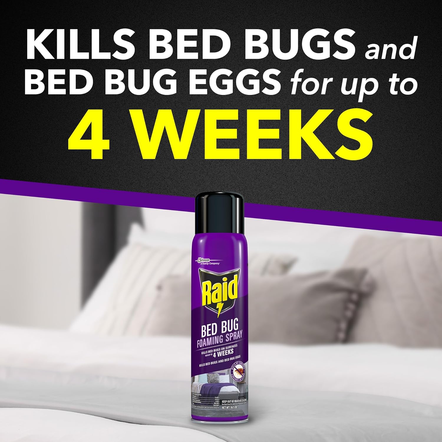 Raid Bed Bug Foaming Spray, Indoor Insecticide Kills Bed Bugs & Eggs, 16.5 oz