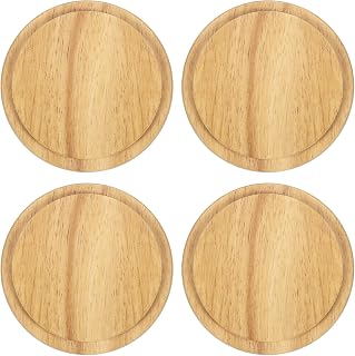 UXCELL 4 PCs Bamboo Coffee Mug Lids (3.19 Inch), Sealed Lid for Tea, Glass & Perfume Candle holder