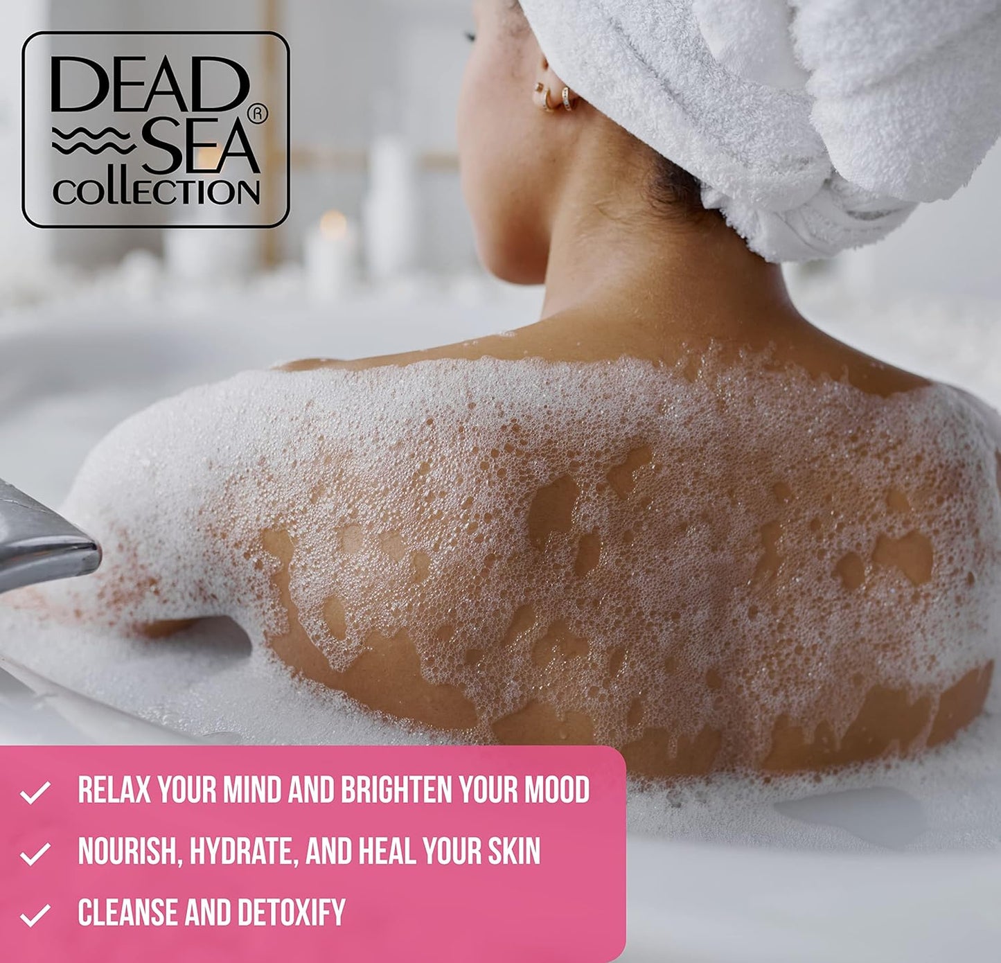 Dead Sea Collection Bubble Bath with Cherry Blossom for Women and Men – Cherry Seeds Oil and Dead Sea Salt - Nourishing and Moisturizing Skin - Pack of 2 (67.6 fl.oz)