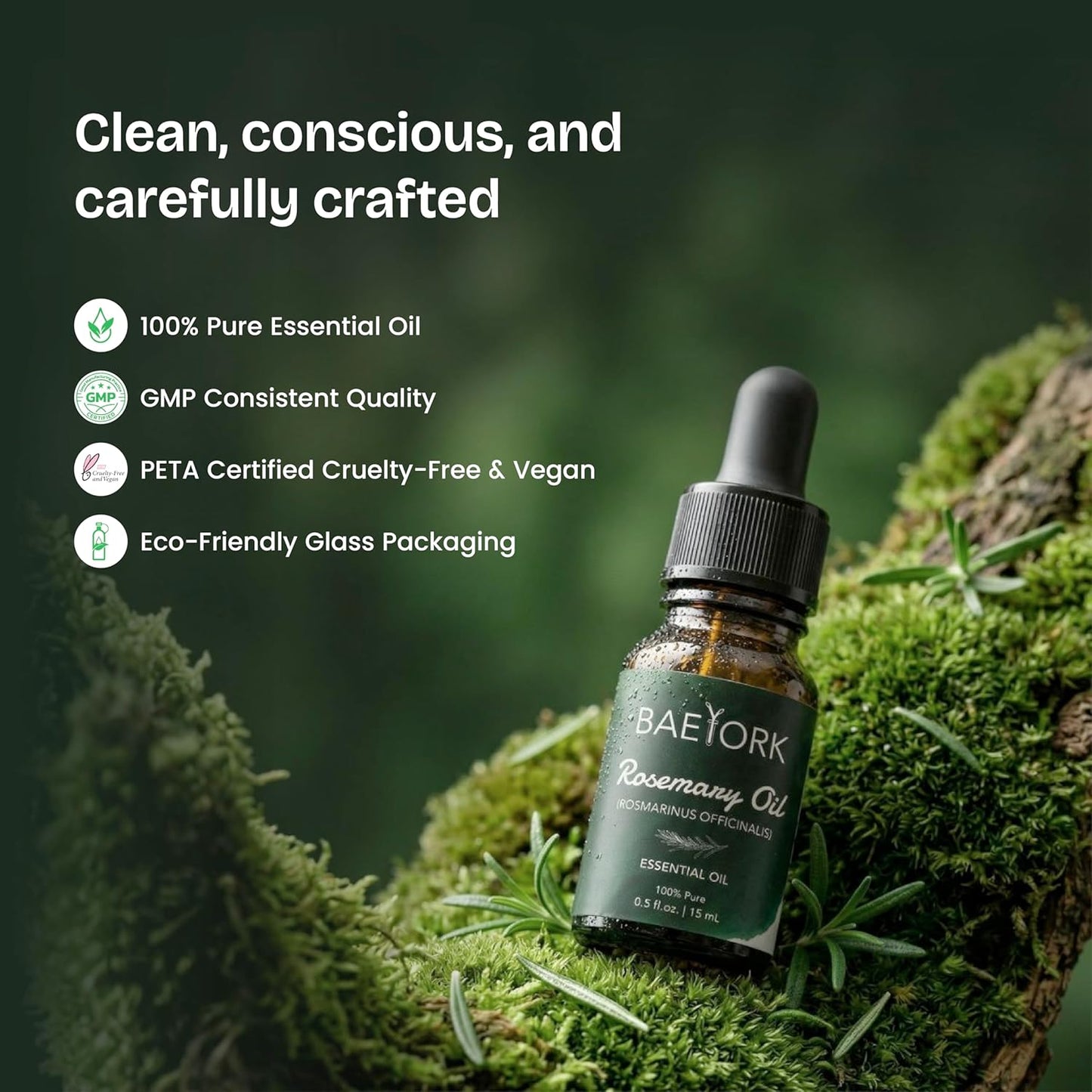 Organic Rosemary Essential Oil Helps to Support Hair Growth, Hair Fall Control, Hair Nourishment & Strengthens, Skin Care, Aromatherapy, Diffusers, and DIY PETA Certified 15 ml (Pack of 1)