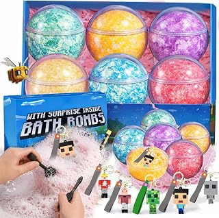 Bath Bombs for Kids: 3 in 1 Build My Own World Dig a Bath Bombs with Toys Inside, Organic Bath Bomb Rich in Natural Essential Oils, Kids Bath Bomb for Dry Skin Moisturize, Summer Party Favors(6 Pcs)
