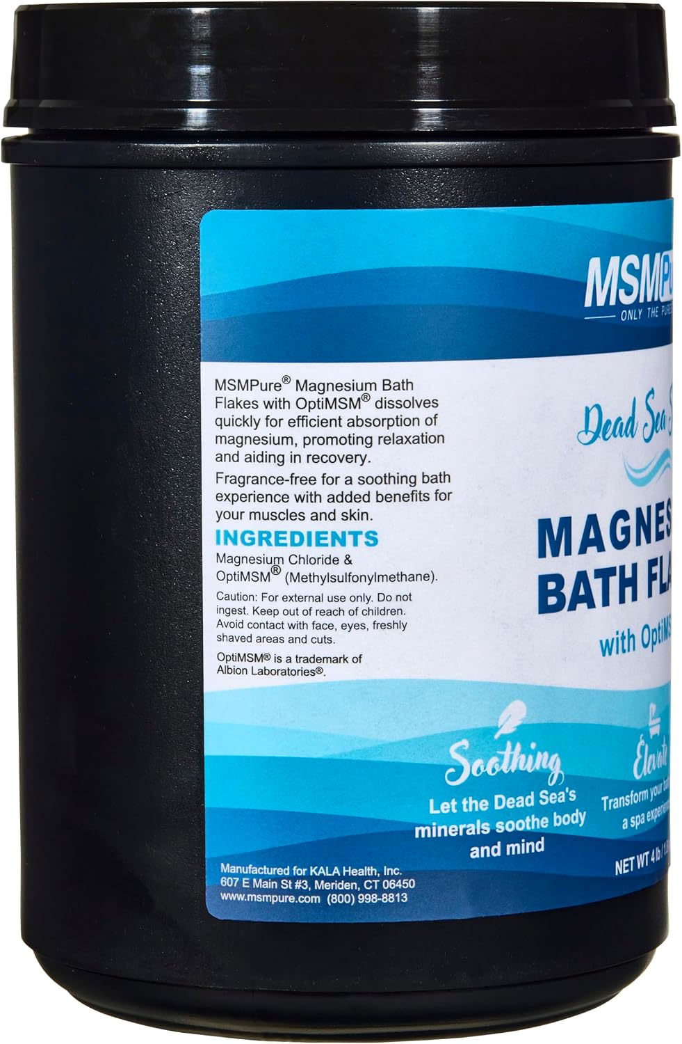 MSMPure Magnesium Bath Flakes with MSM – Dead Sea Magnesium Chloride for Muscle Recovery, Joint Relief & Relaxation – Epsom Salt Alternative for Soaking, Foot Soaks & Baths – 4 lb